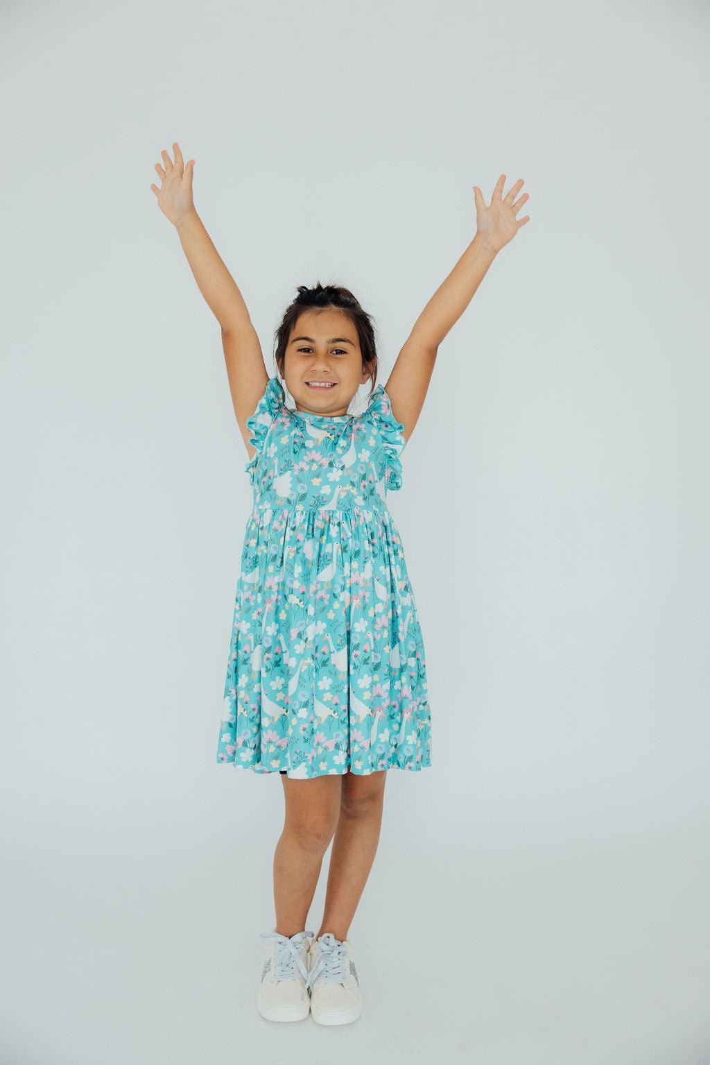 Mila & Rose ® Silly Goose Flutter Sleeve Twirl Dress — side view