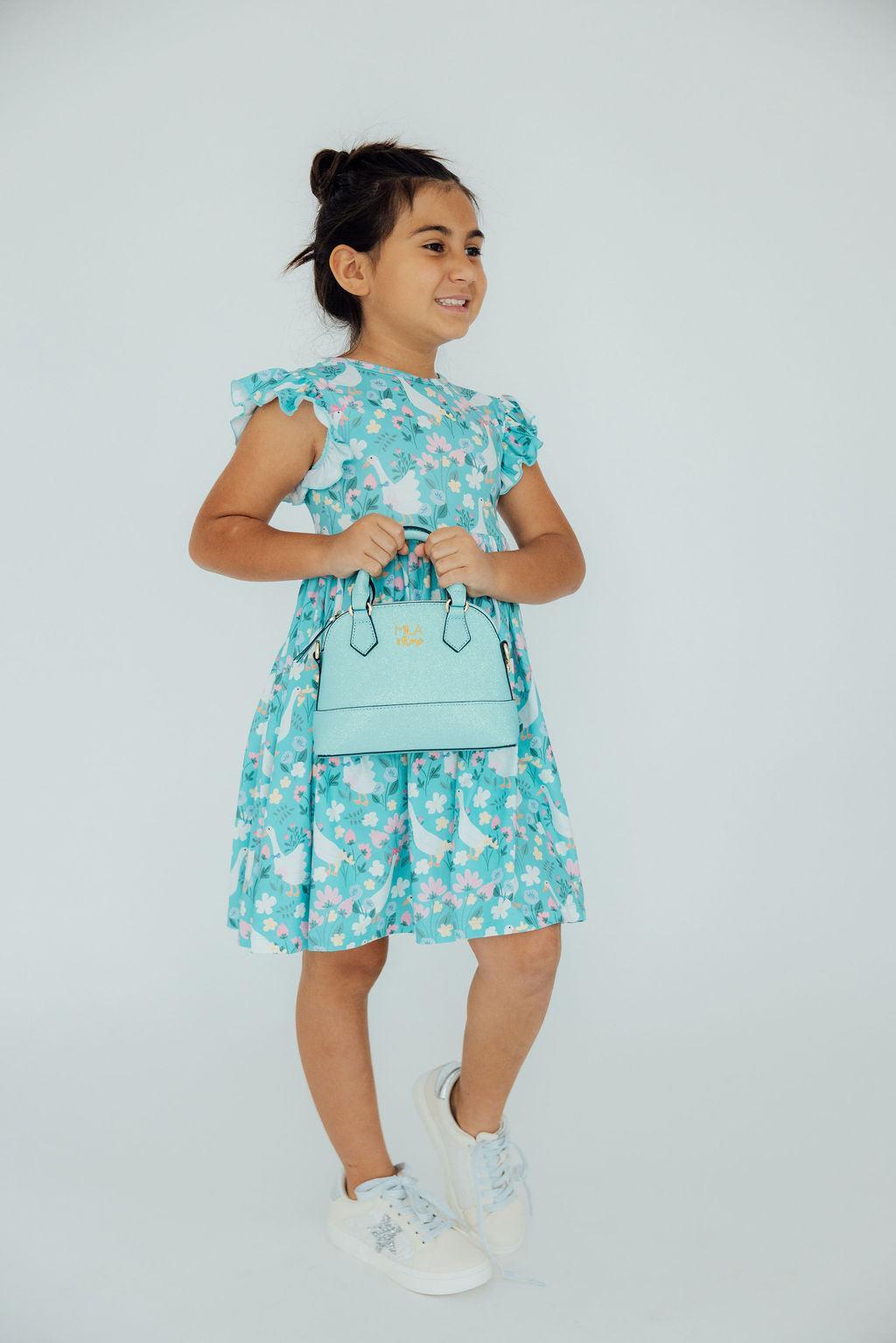 Mila & Rose ® Silly Goose Flutter Sleeve Twirl Dress — back view