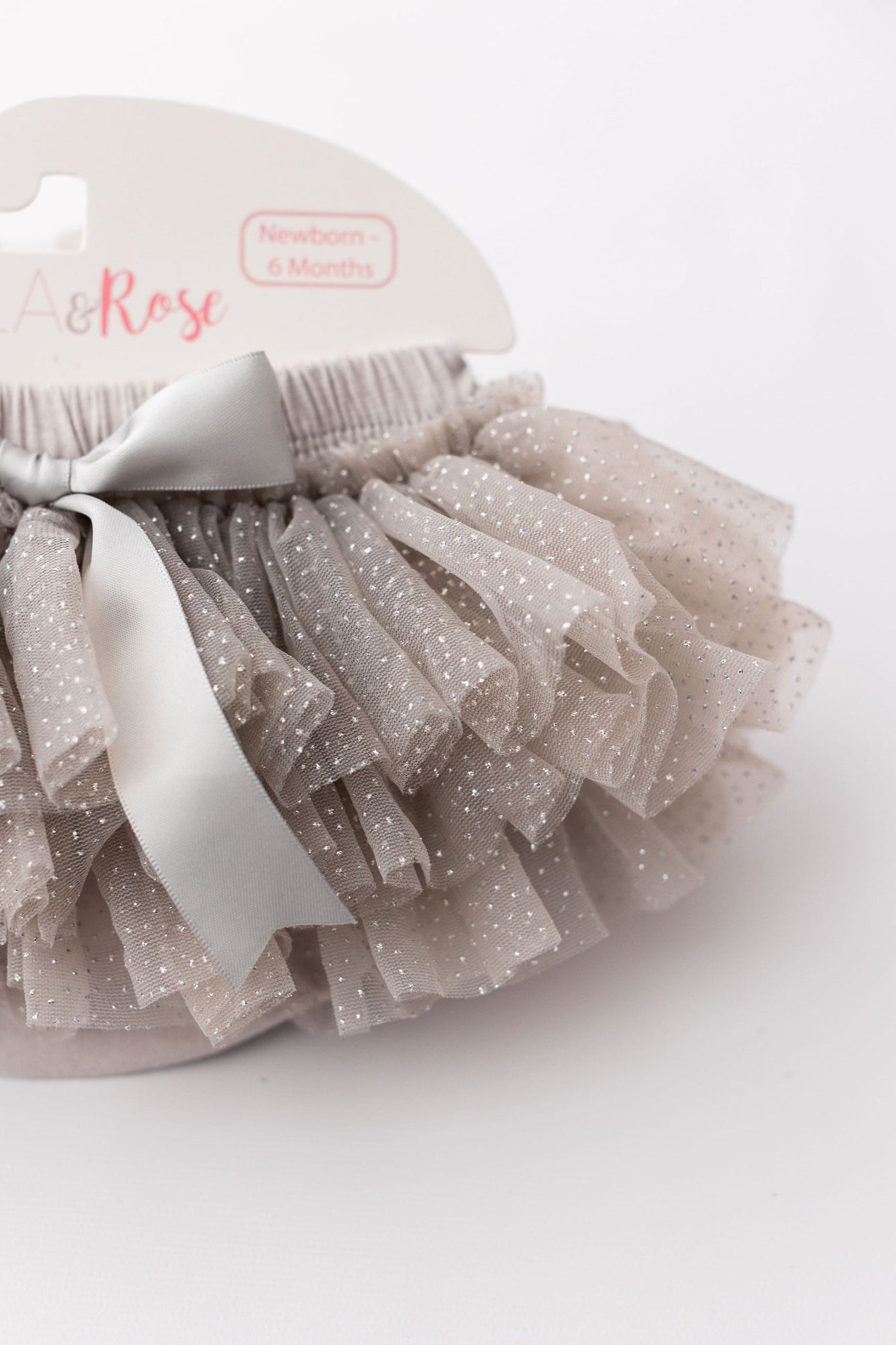 Mila & Rose ® SALE Silver Glitter Ruffle Tutu Bloomer — detail close-up