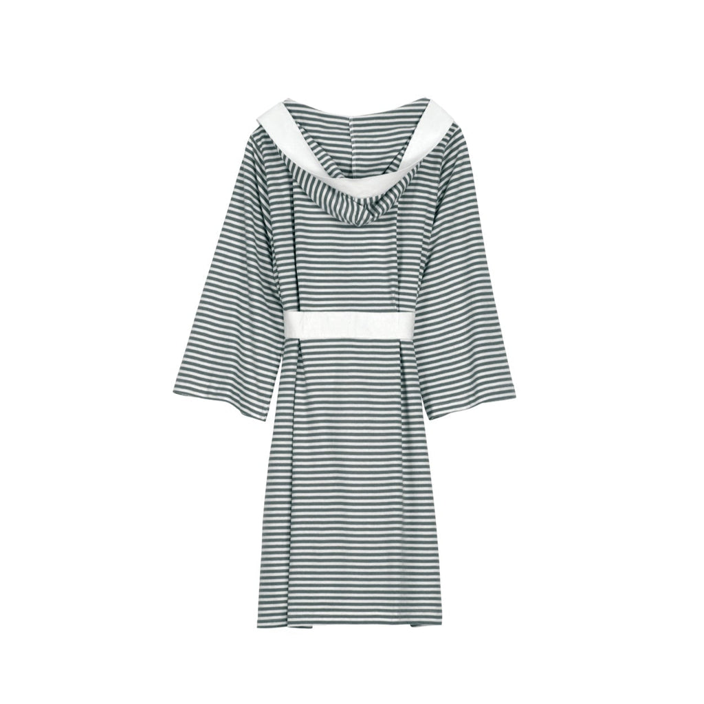 Seaside Serenity Stripe Organic Hooded Short Robe – Pure Fiber, view 14