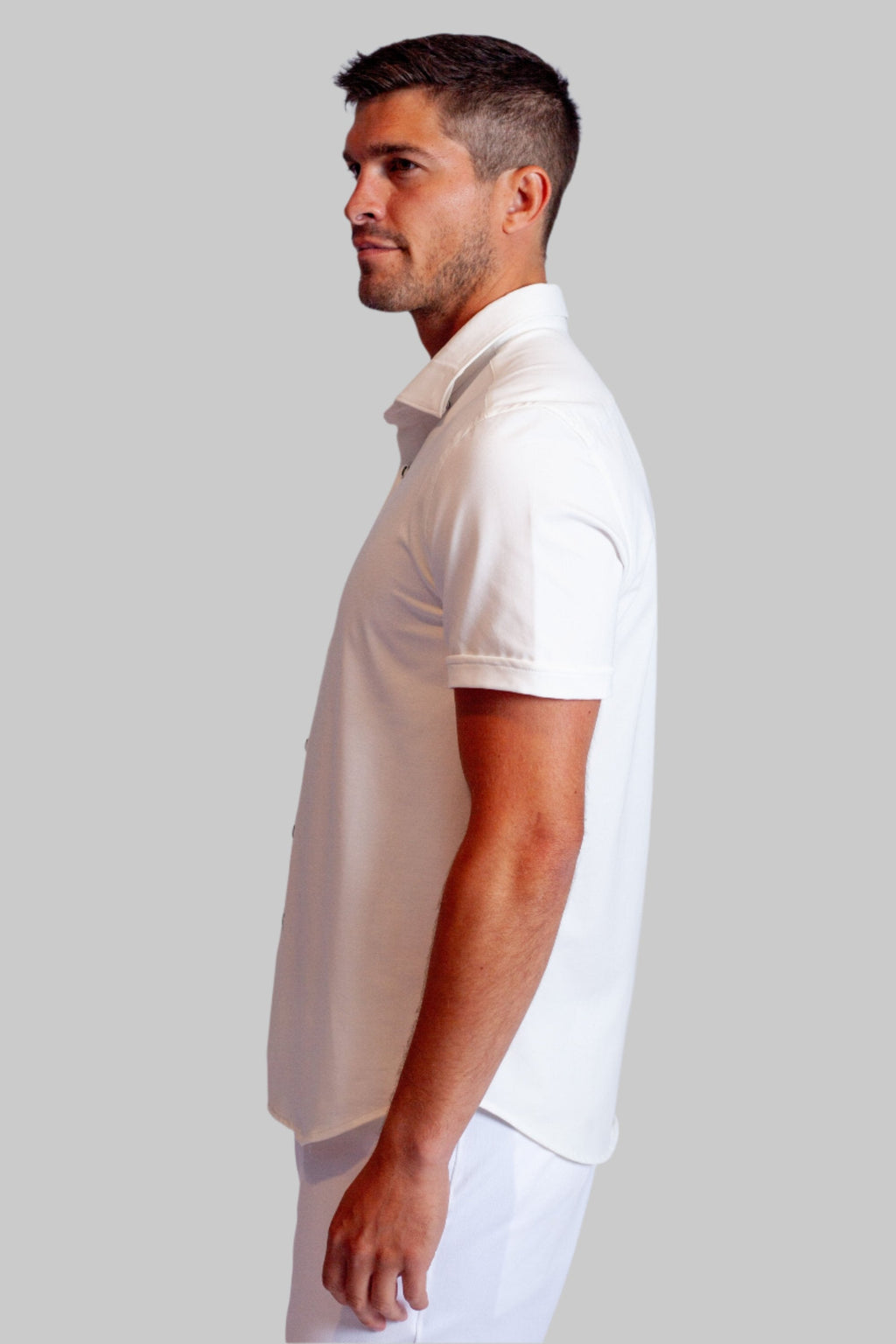 Buki Buki Cinqo Single Shot Short Sleeve Tech Shirt — White — side view
