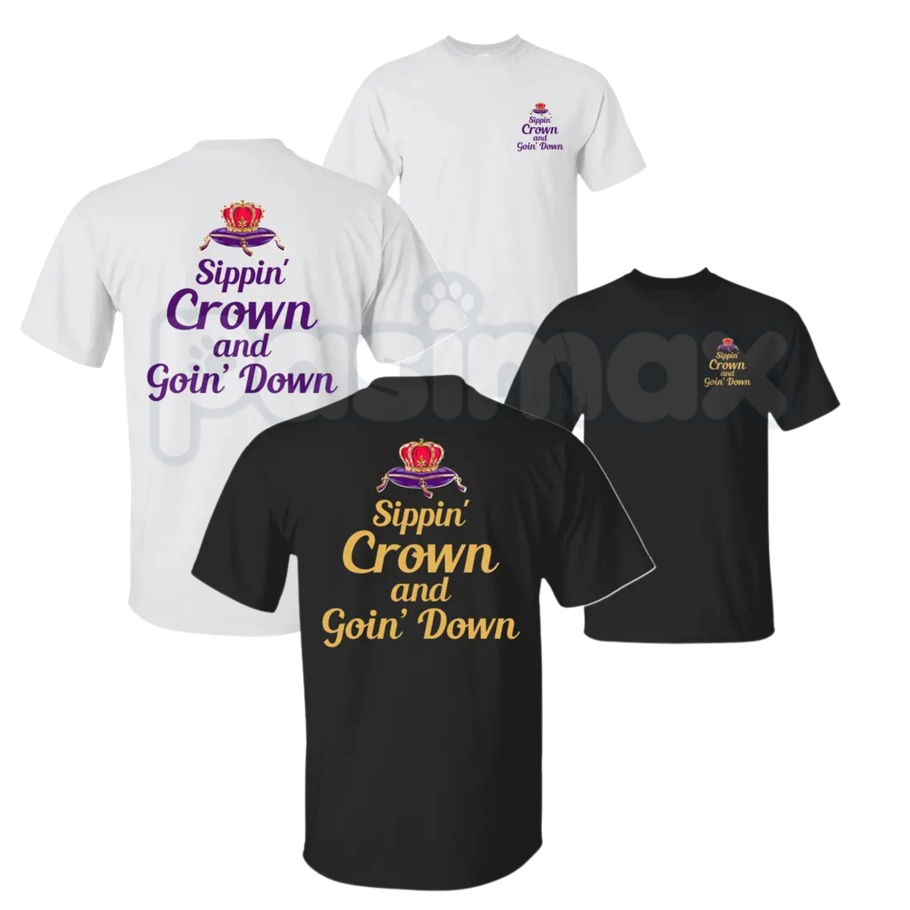 "Sippin' Crown and Goin' D" Funny Drinking T-Shirt – Unapologetic Whiskey Quote Graphic Tee, Premium 100% Cotton Sarcastic Nightlife Top, Soft Lived-In Heavyweight Rowdy Party Shirt, Made in USA
