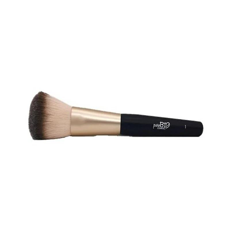puroBIO Cosmetics Vegan Makeup Brush for Smooth Skin Tone - Cruelty-Free, Dermatologically Tested, Reusable