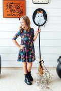 Mila & Rose ® Skeleton Web 3/4 Sleeve Pocket Twirl Dress — main product shot