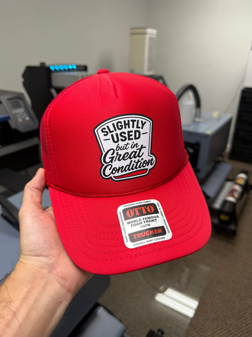Luckless Outfitters Slightly Used But In Great Condition Trucker Hat — detail close-up