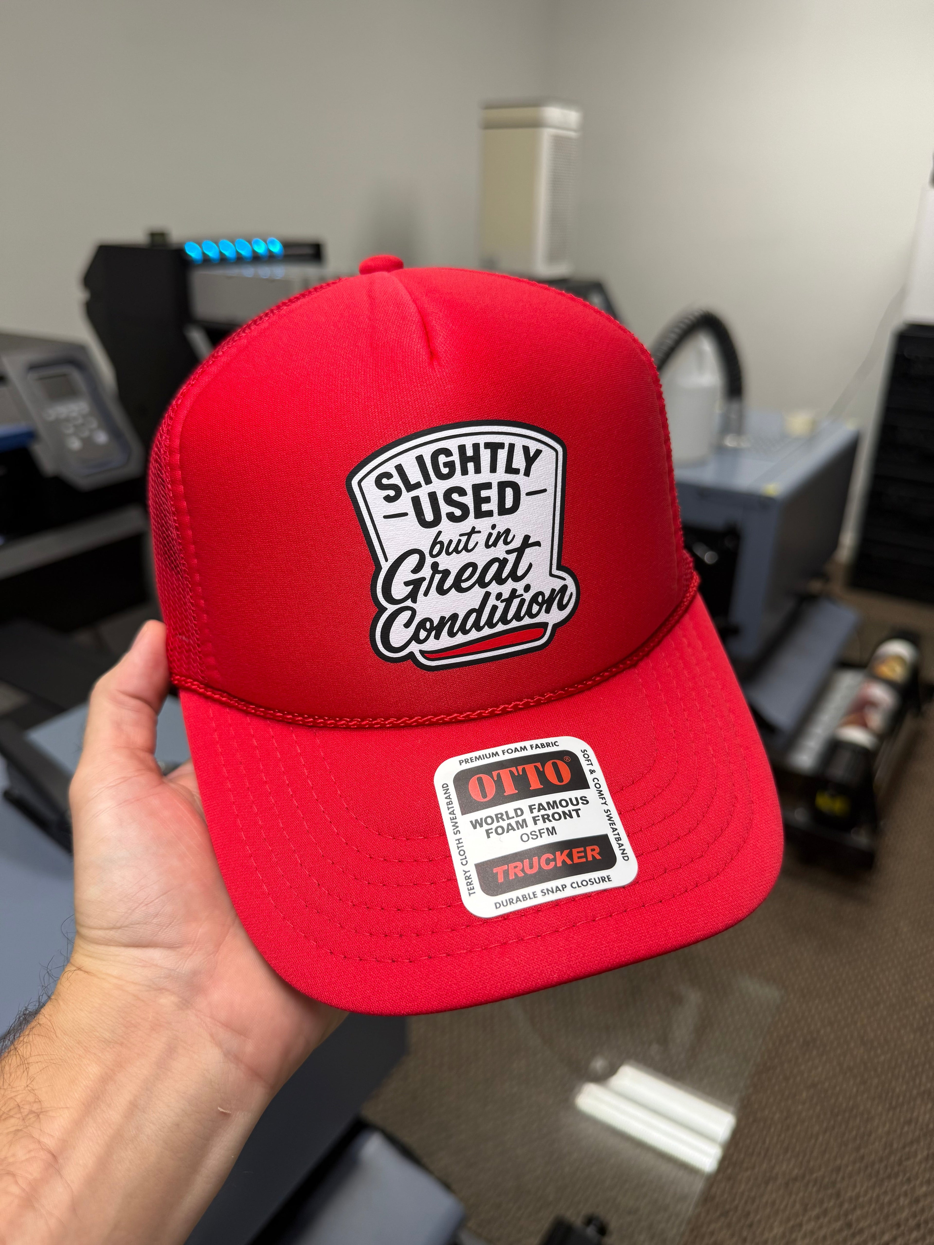 Luckless Outfitters Slightly Used But In Great Condition Trucker Hat — detail close-up