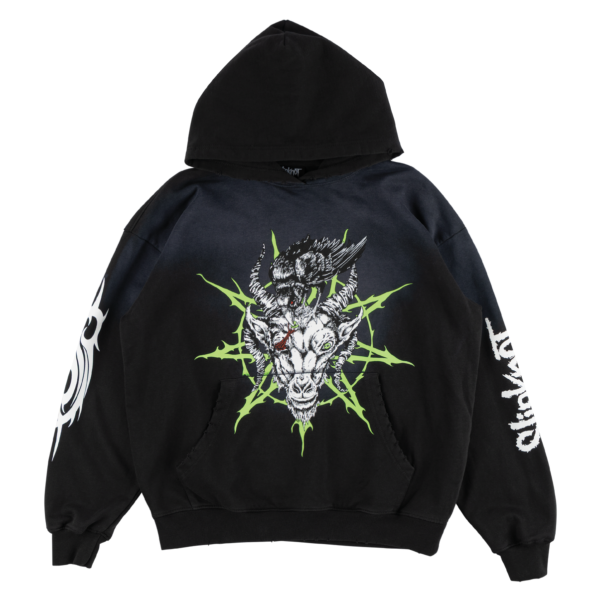 Welcome x Slipknot Ravenous Distressed Sun Fade Hoodie - Black Fade, Men Hoodies & Sweatshirts