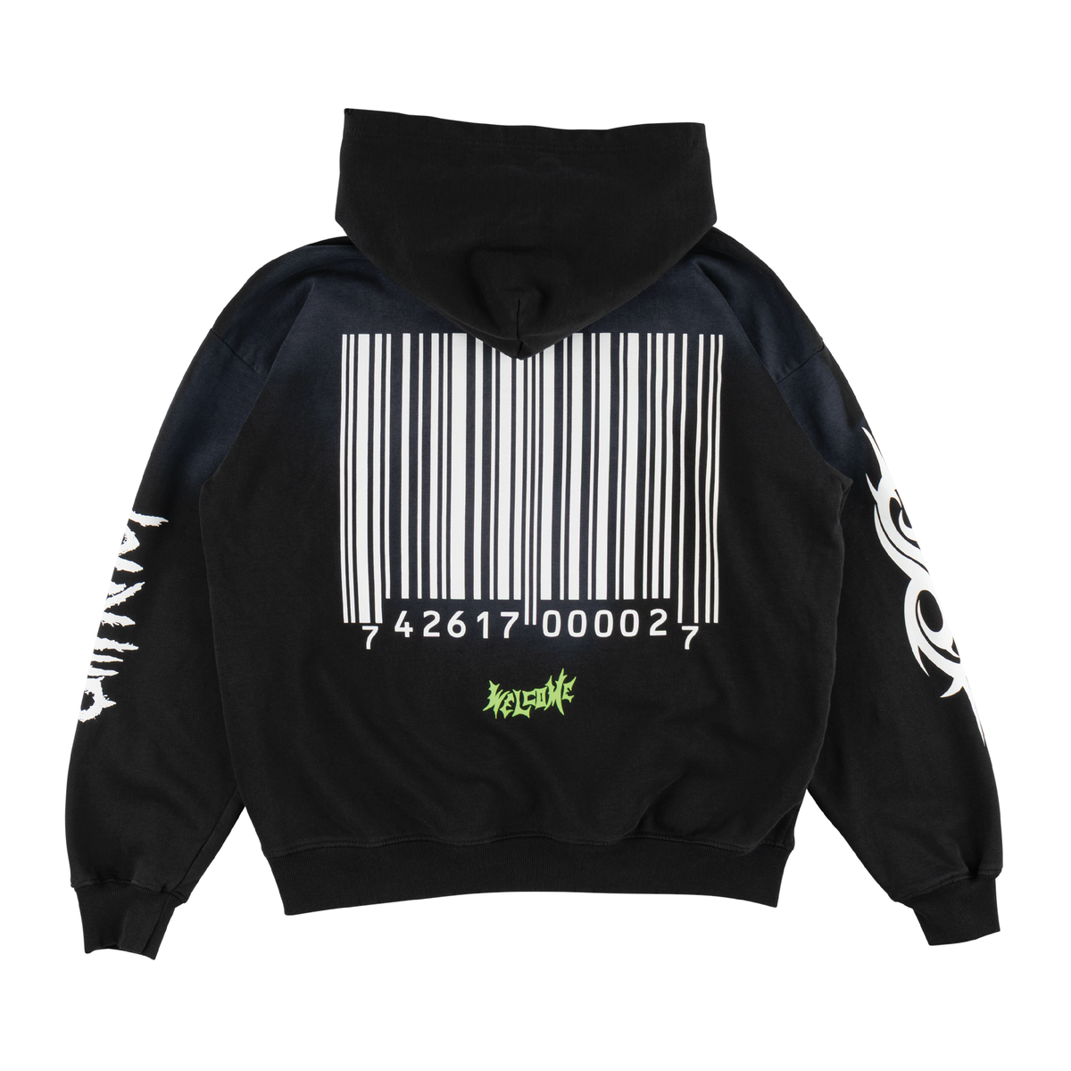 Welcome x Slipknot Ravenous Distressed Sun Fade Hoodie - Black Fade, Men Hoodies & Sweatshirts, detail view