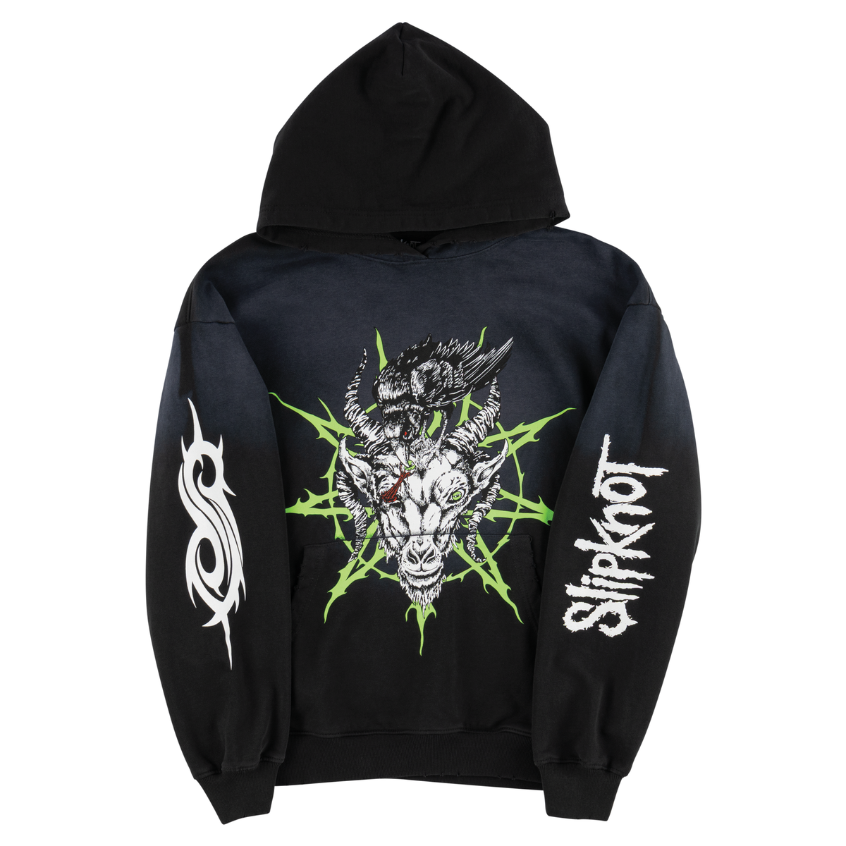 Welcome x Slipknot Ravenous Distressed Sun Fade Hoodie - Black Fade, Men Hoodies & Sweatshirts, alternate view