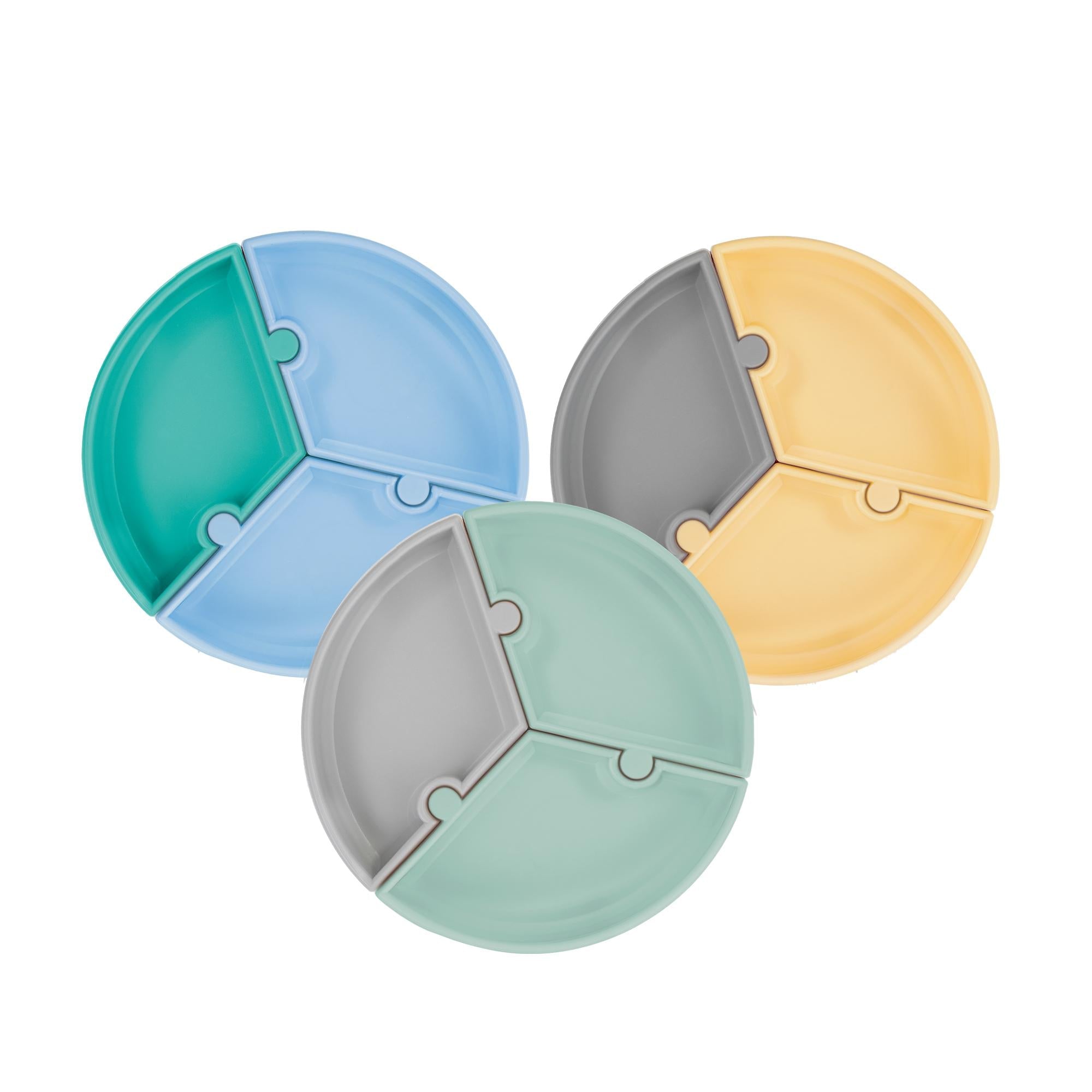 OiOi Silicone Puzzle Baby Plate with Suction Base - Durable, Easy to Clean, and Engaging for Babies