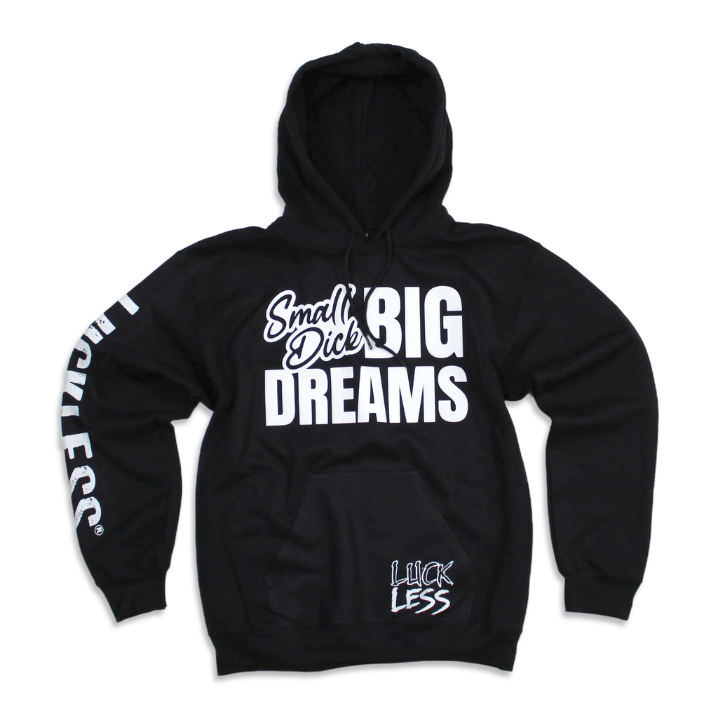 Small Dick Big Dreams | Funny Black and Neon Yellow Adult Hoodie