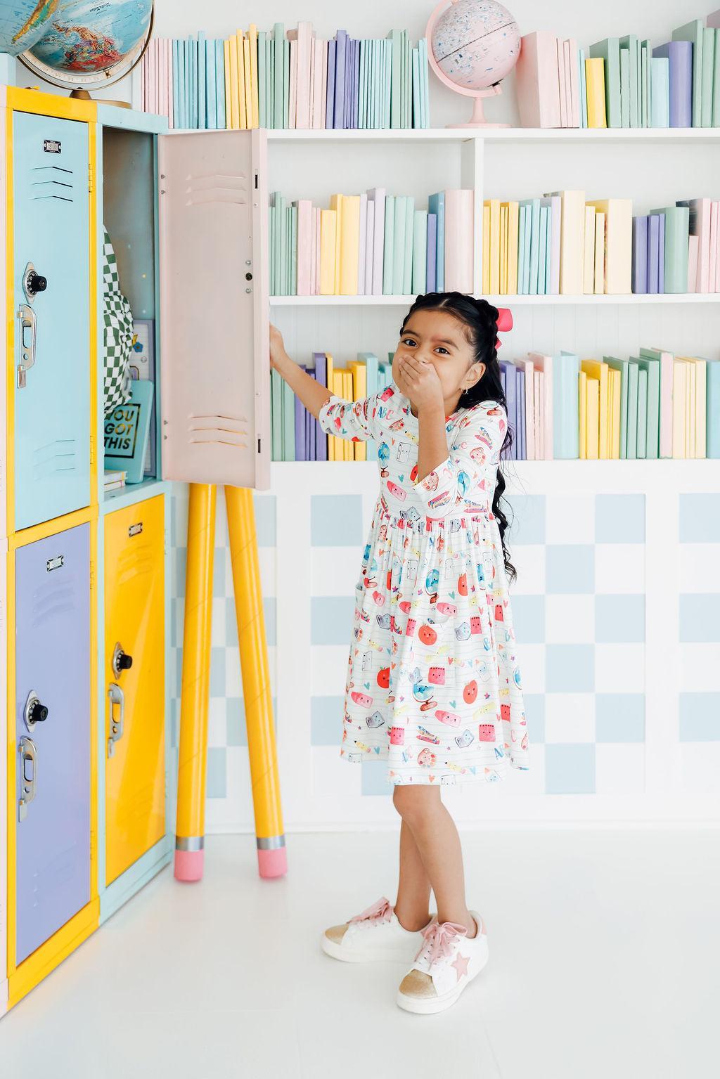 Mila & Rose ® Smarty Pants 3/4 Sleeve Pocket Twirl Dress — alternative angle