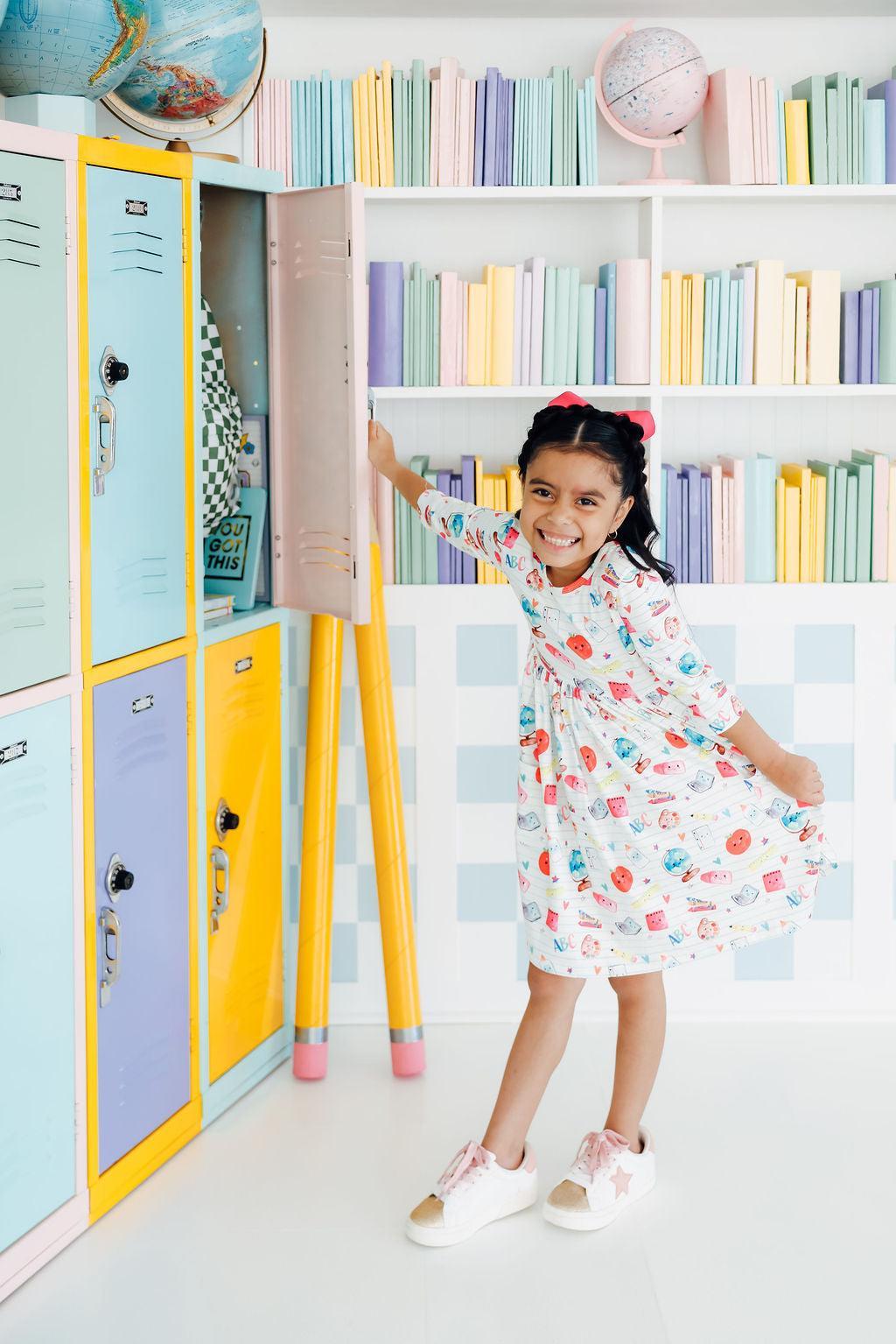 Mila & Rose ® Smarty Pants 3/4 Sleeve Pocket Twirl Dress — in-use photo