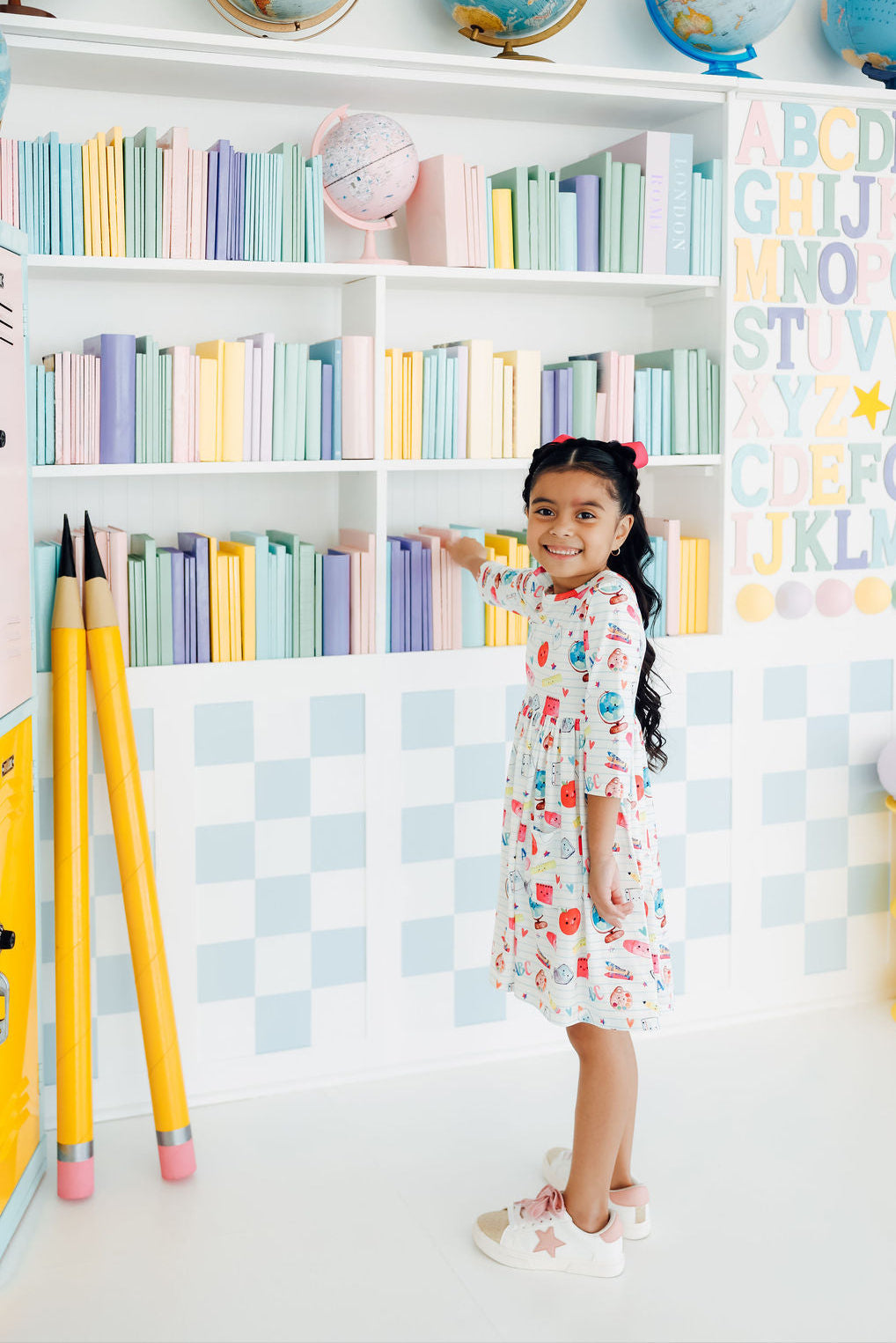 Mila & Rose ® Smarty Pants 3/4 Sleeve Pocket Twirl Dress — main product shot