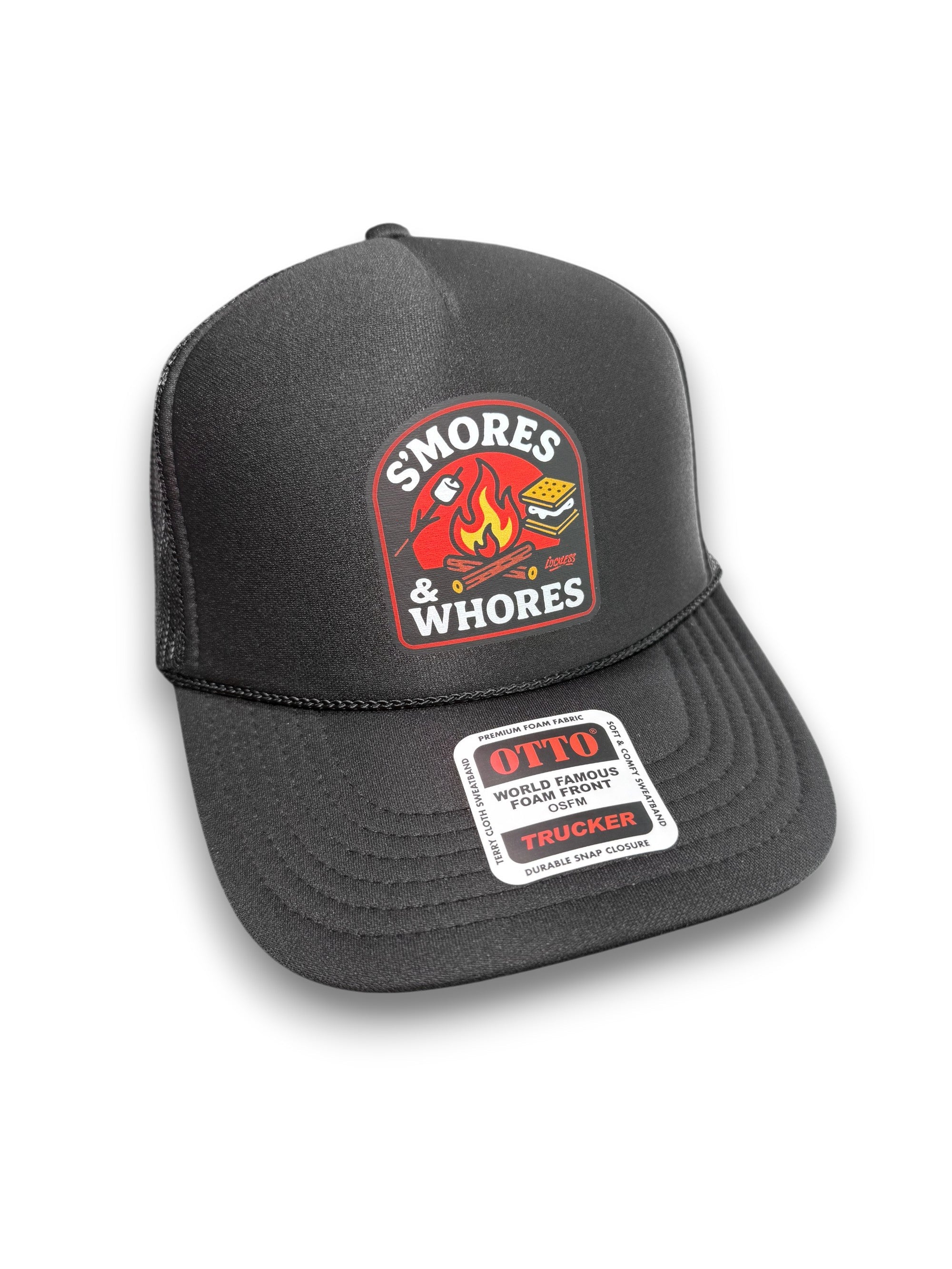 Luckless Outfitters S'mores & Whores Trucker Hat — lifestyle context