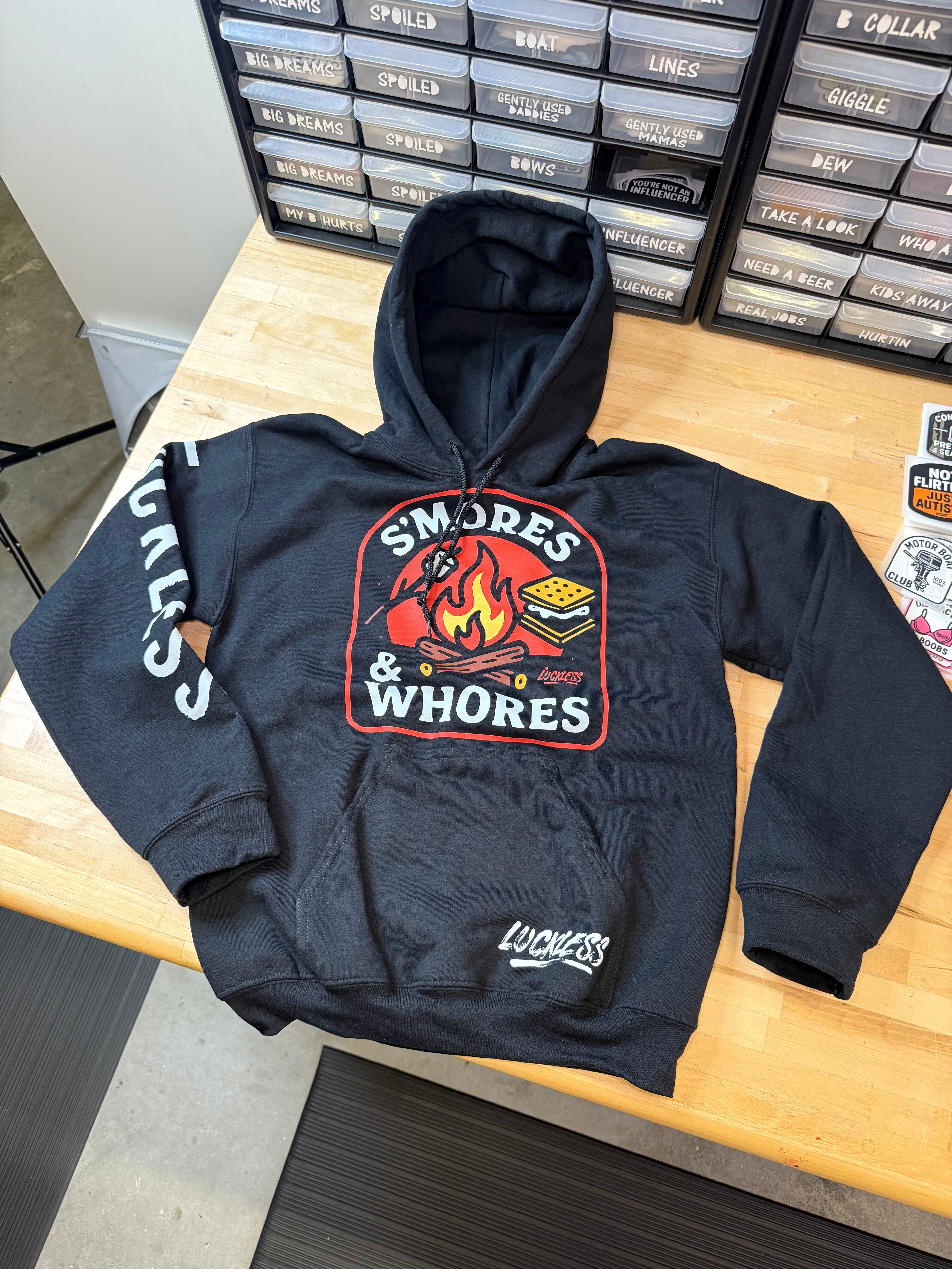 Luckless Outfitters Smores and Whores Hoodie — alternative angle