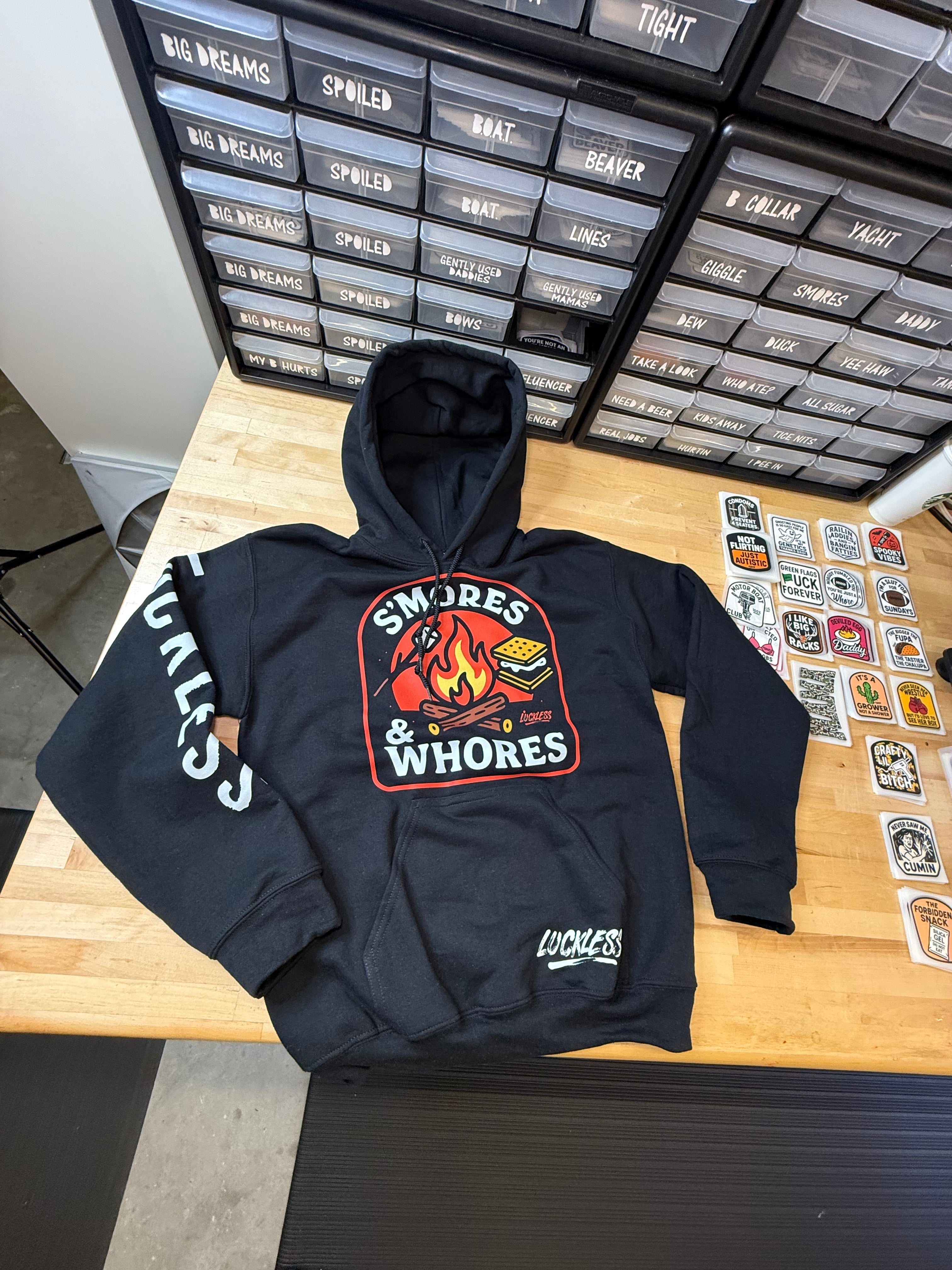 Luckless Outfitters Smores and Whores Hoodie — back view