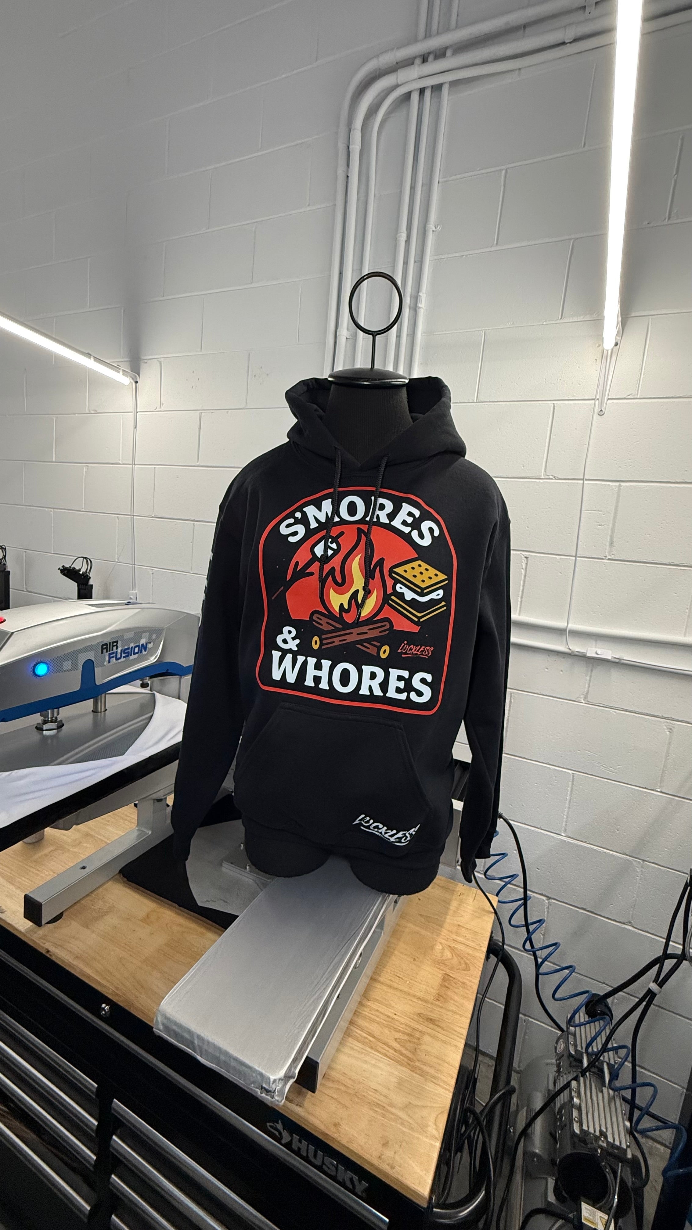 Luckless Outfitters Smores and Whores Hoodie — side view