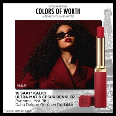 Loreal Paris Color Riche Rouge Confident Matte Lipstick - Long Lasting Hyaluronic Acid Lip Color