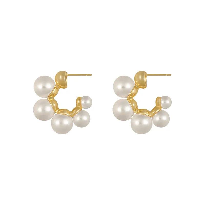 SORI STYLE Elegant Pearl Cluster Hoop Earring — main product shot