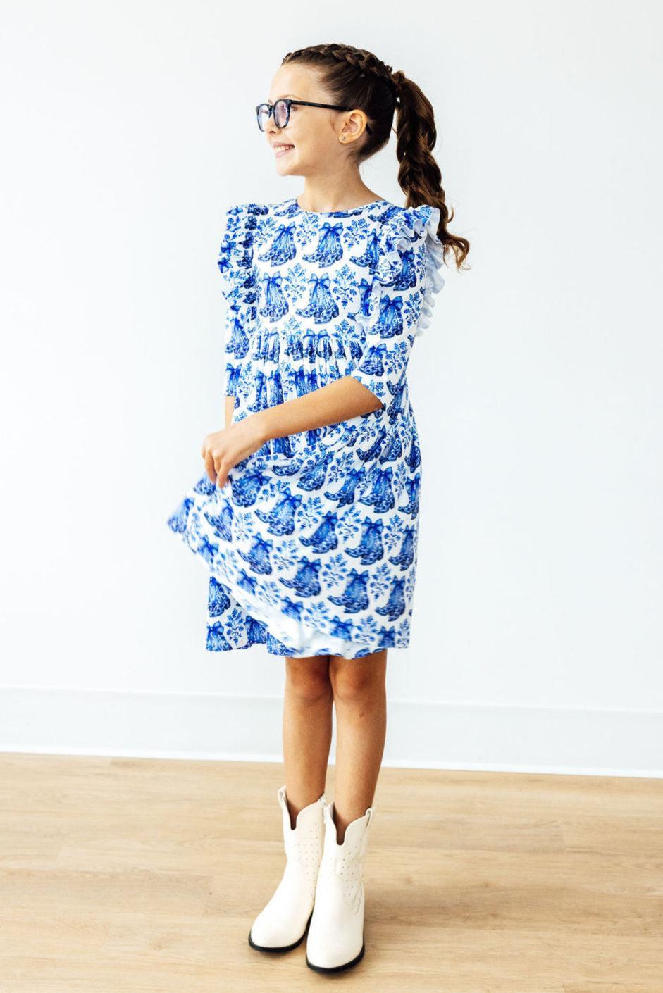 Mila & Rose ® Southern Belle 3/4 Sleeve Ruffle Twirl Dress — back view