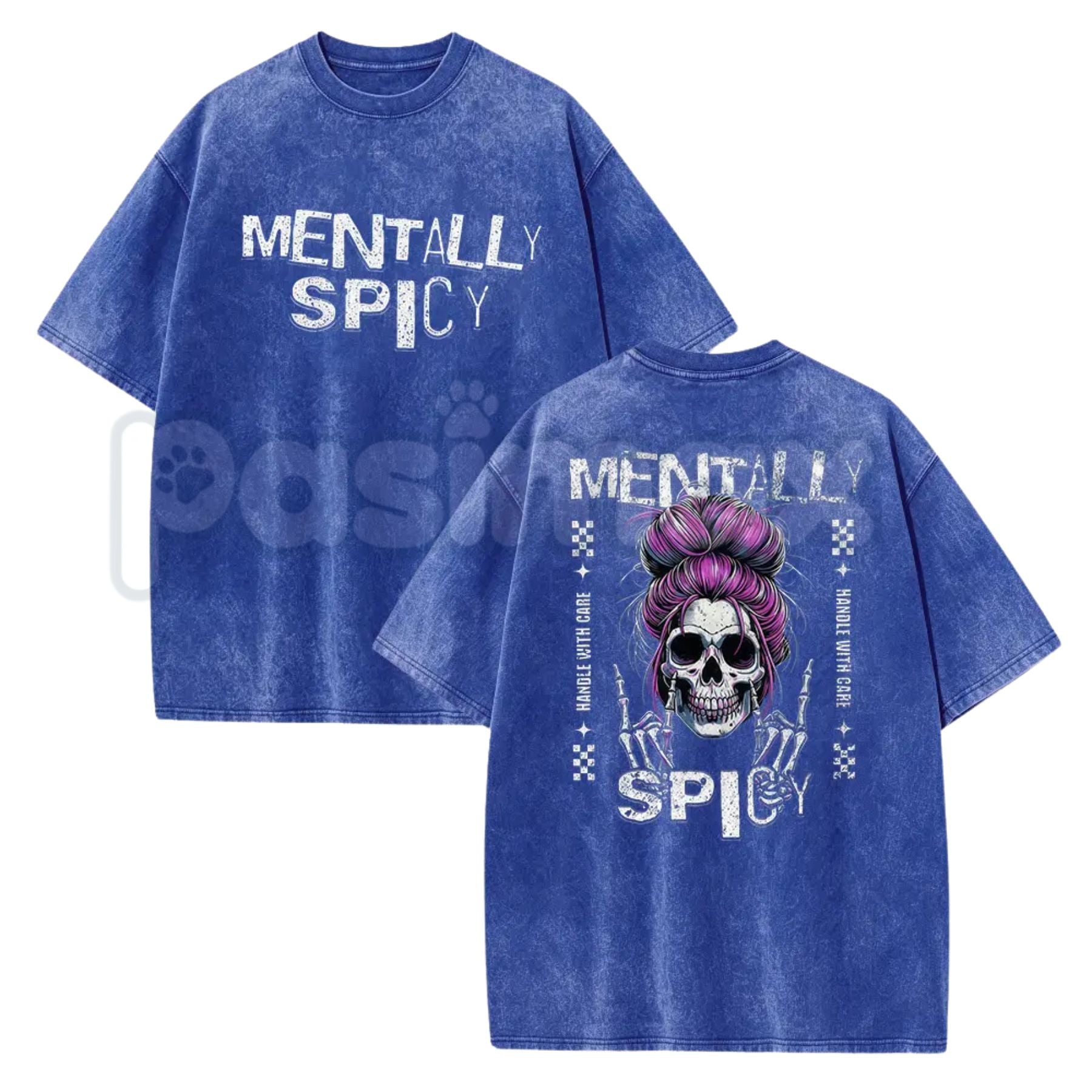 Spicy Brain Skull T-Shirt – Funny Neurospicy Mental Health Graphic Tee, Vintage Washed Edgy Skeleton Lightweight Cotton Meme Top