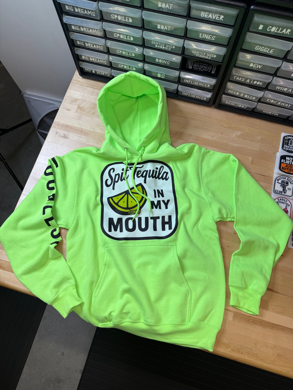 Luckless Outfitters Spit Tequila In My Mouth Hoodie — side view