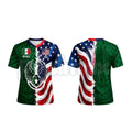 Split Half Mexico Green Tribal & US Stars Stripes Athletic V-Neck Shirt – Dual Heritage Soccer Jersey