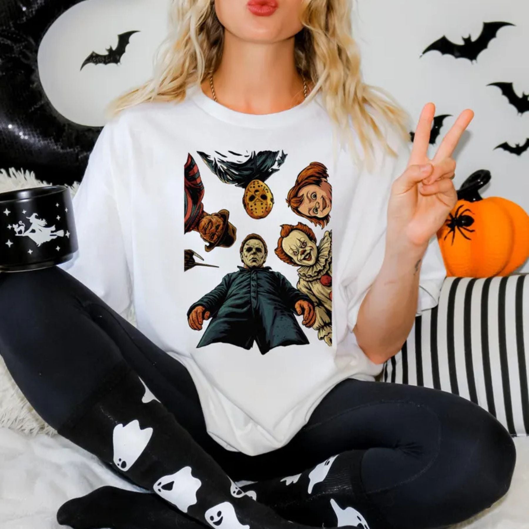 Pasimax Spooky 90s Horror Movie Characters Shirt — main product shot