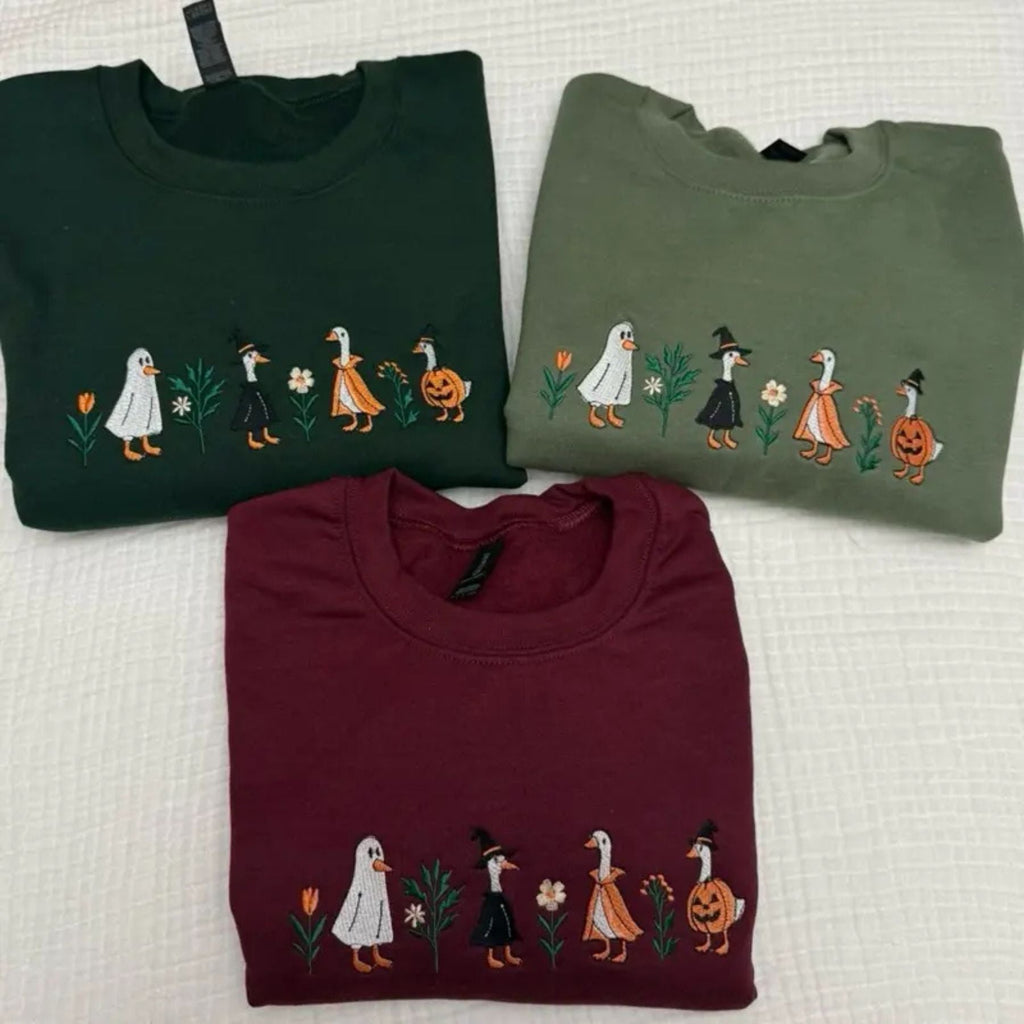 Pasimax Spooky Goose Halloween Sweatshirt – Funny Embroidered Crewneck — main product shot