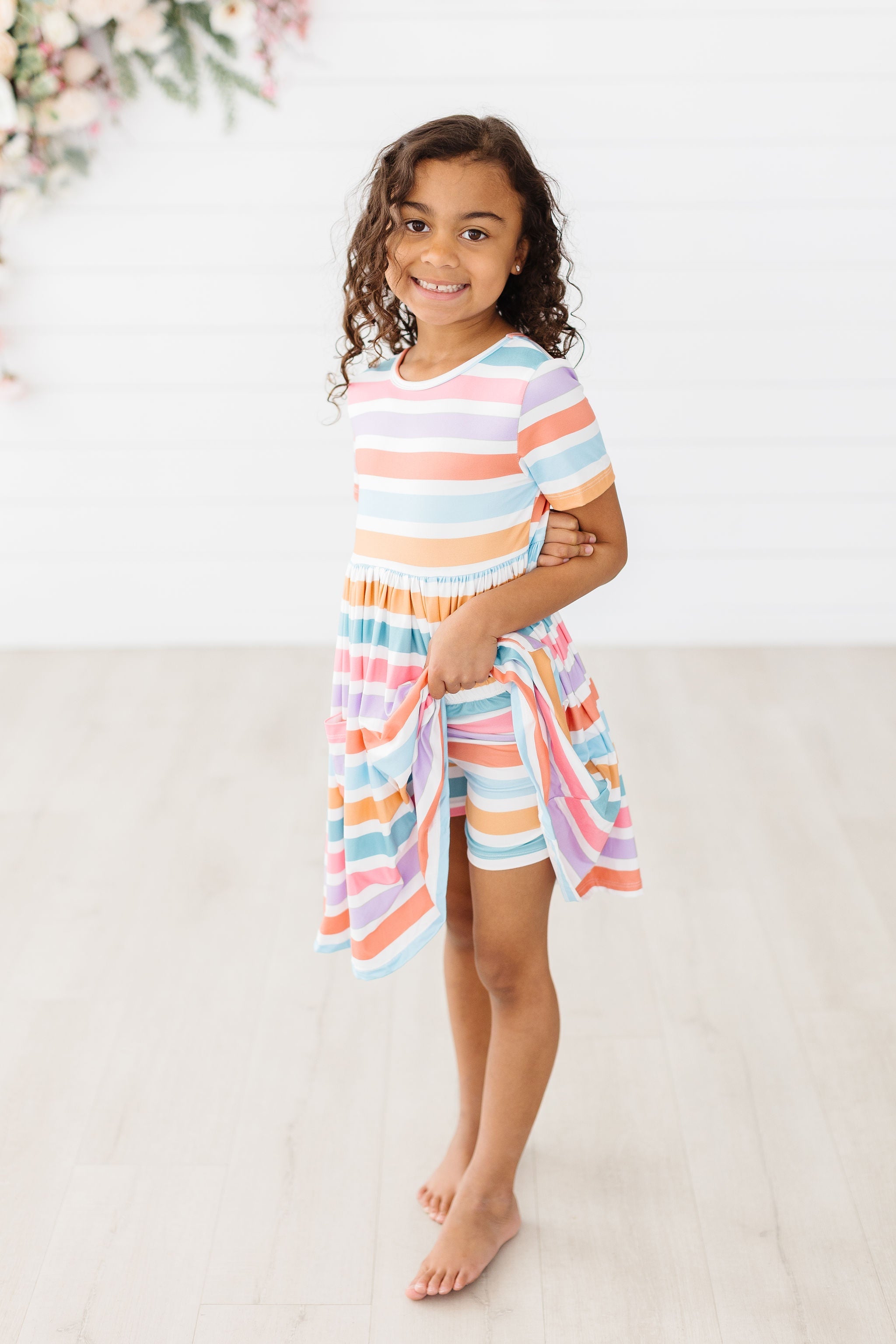 Mila & Rose ® Spring Stripes Twirl Shorts — side view