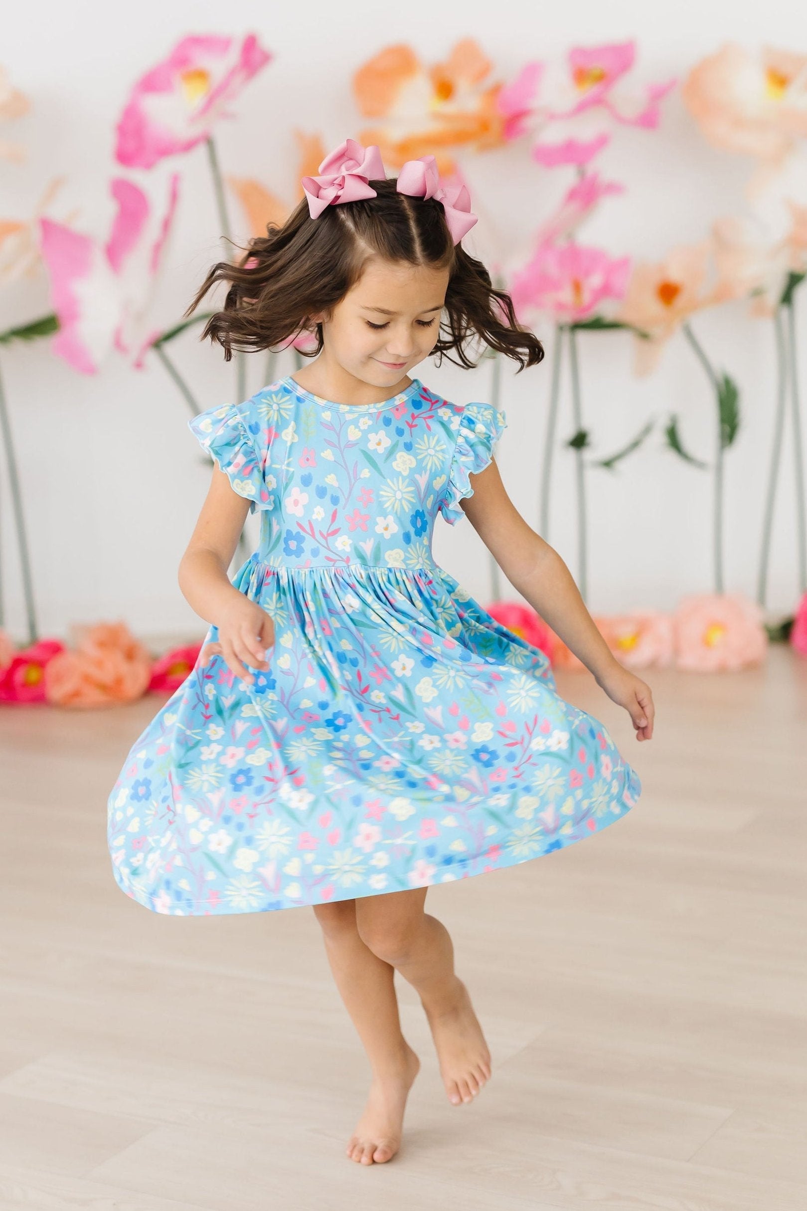 Mila & Rose ® Springtime Splendor Flutter Sleeve Twirl Dress — lifestyle context