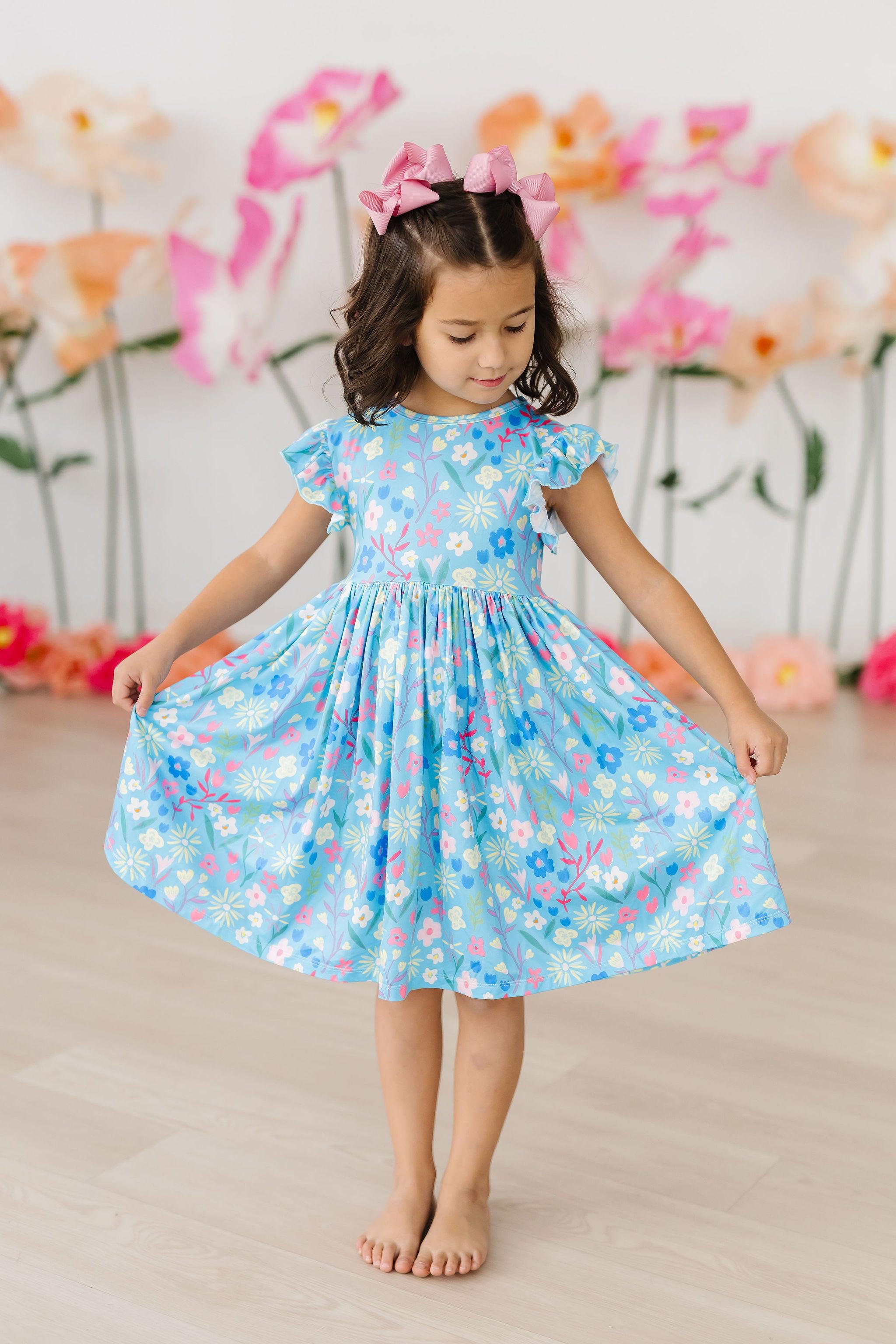 Mila & Rose ® Springtime Splendor Flutter Sleeve Twirl Dress — main product shot