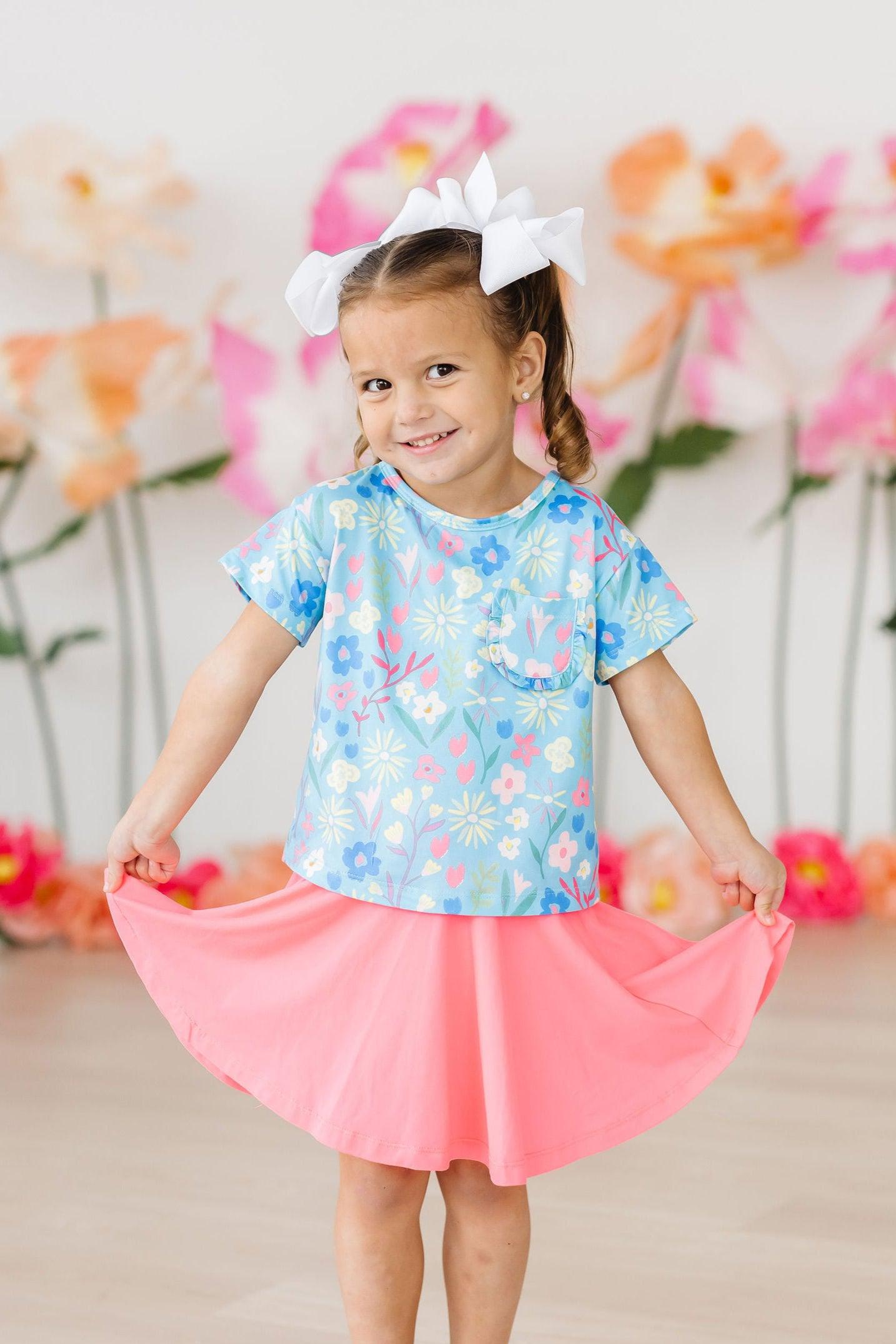 Mila & Rose ® Springtime Splendor Ruffle Pocket Tee — back view