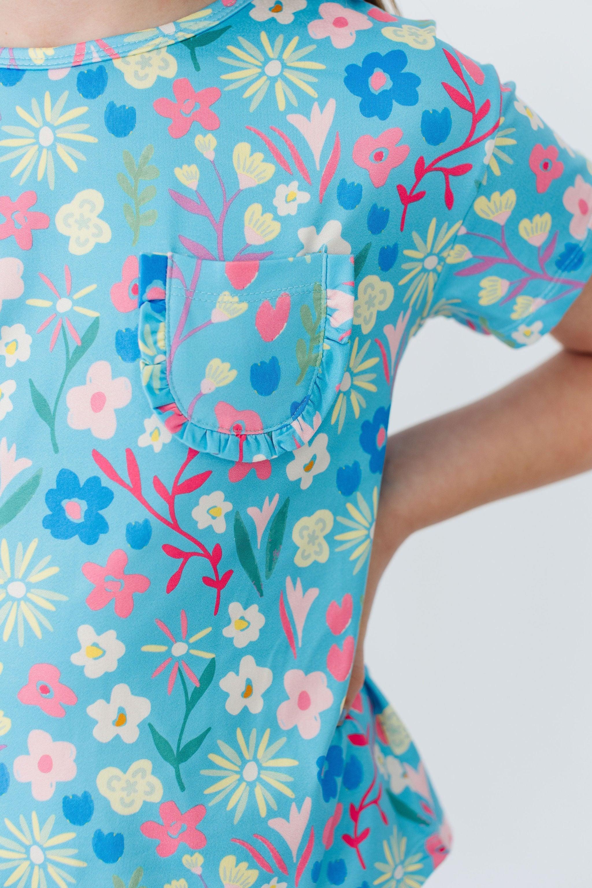 Mila & Rose ® Springtime Splendor Ruffle Pocket Tee — detail close-up