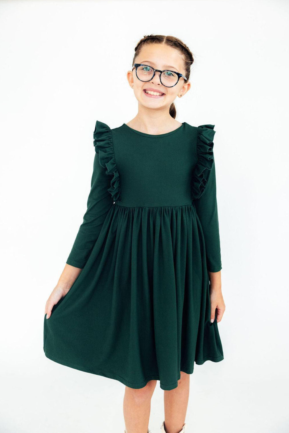 Mila & Rose ® Spruce L/S Ruffle Twirl Dress — main product shot