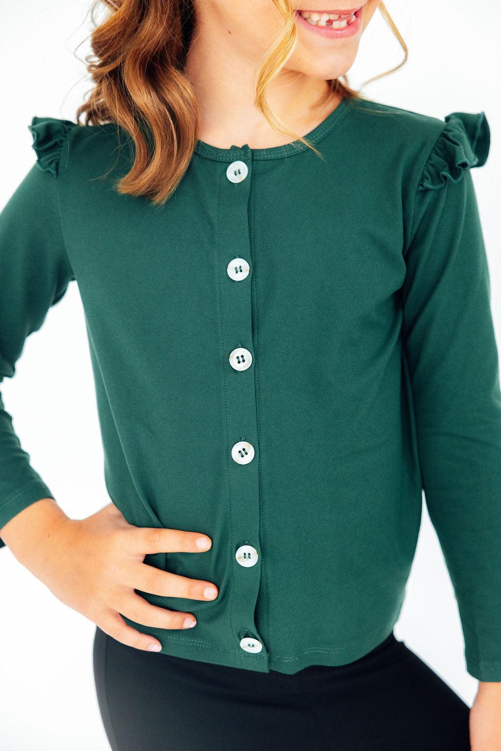 Mila & Rose ® Spruce Ruffle Cardigan — main product shot