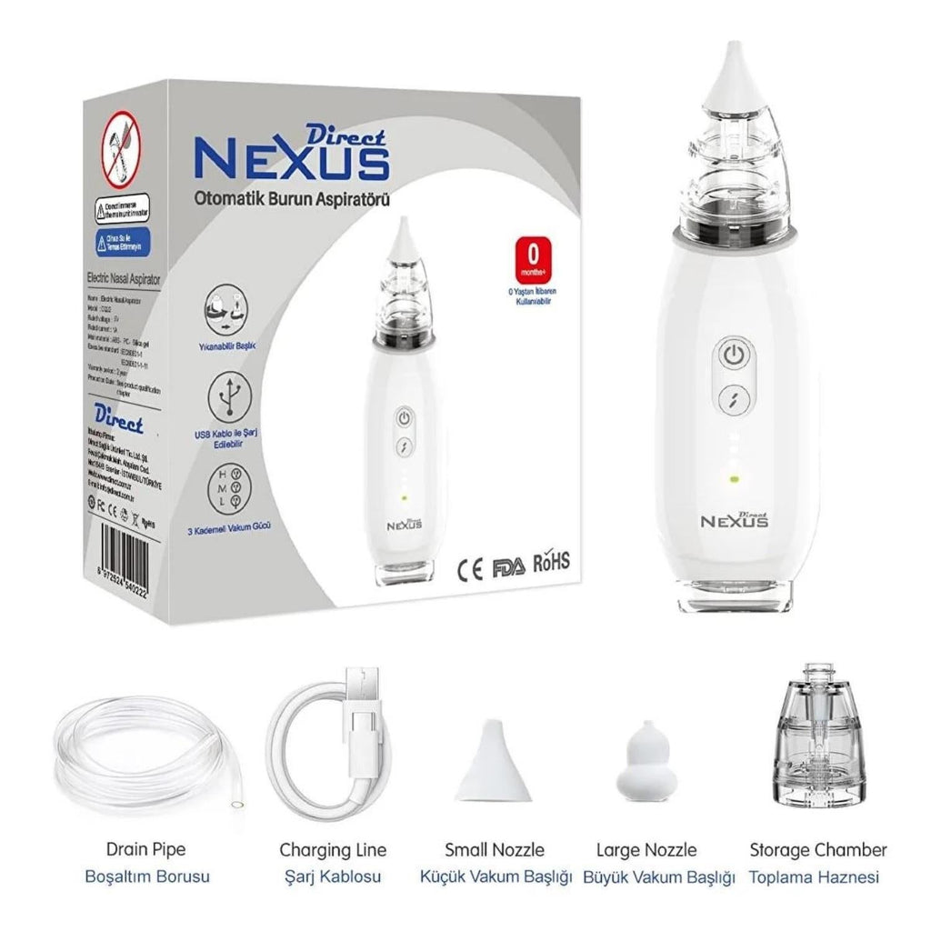 Direct Nexus Automatic Nasal Aspirator for Infants - Safe, Efficient, and Easy to Use Nasal Congestion Relief