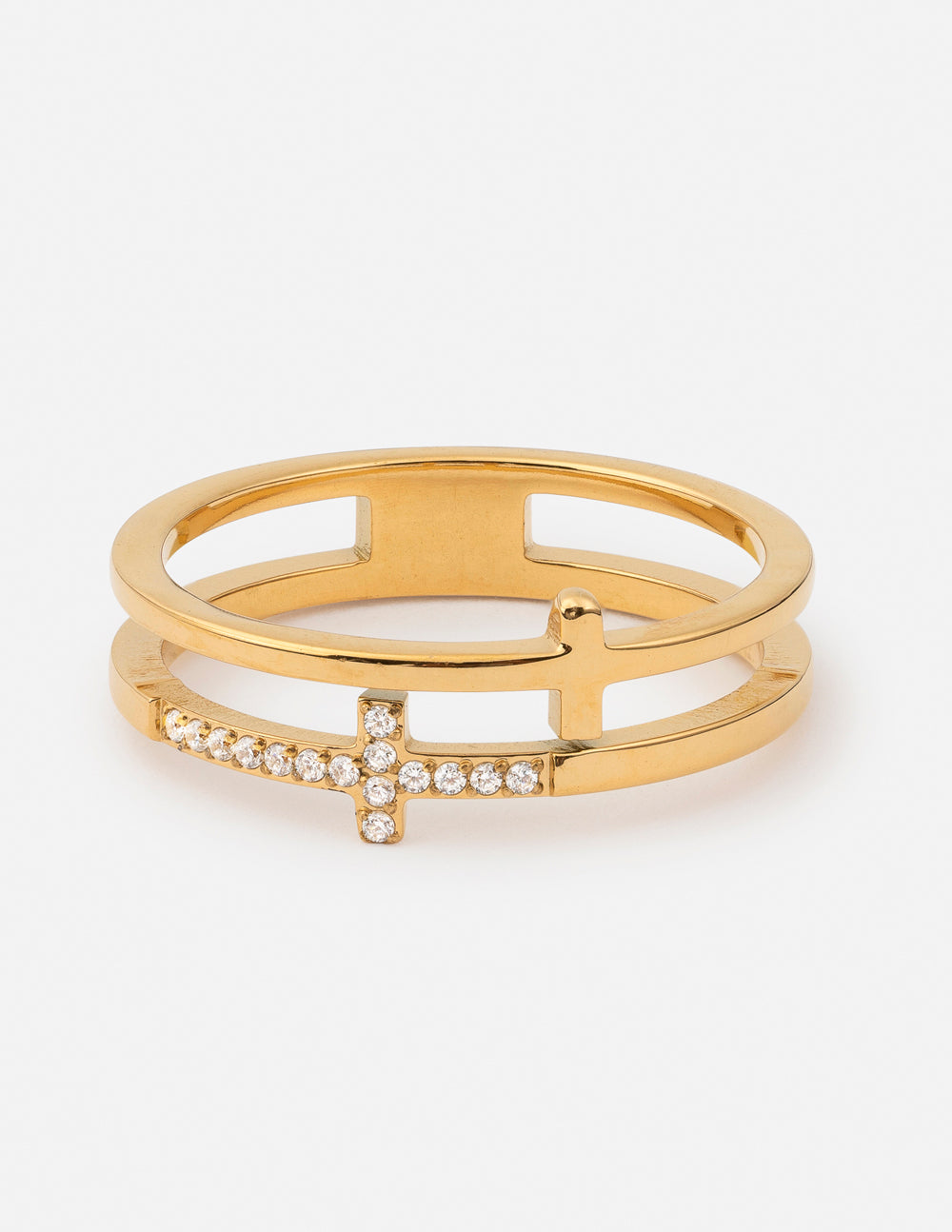 Elevated Faith Stacked Cross Gem Ring — main product shot