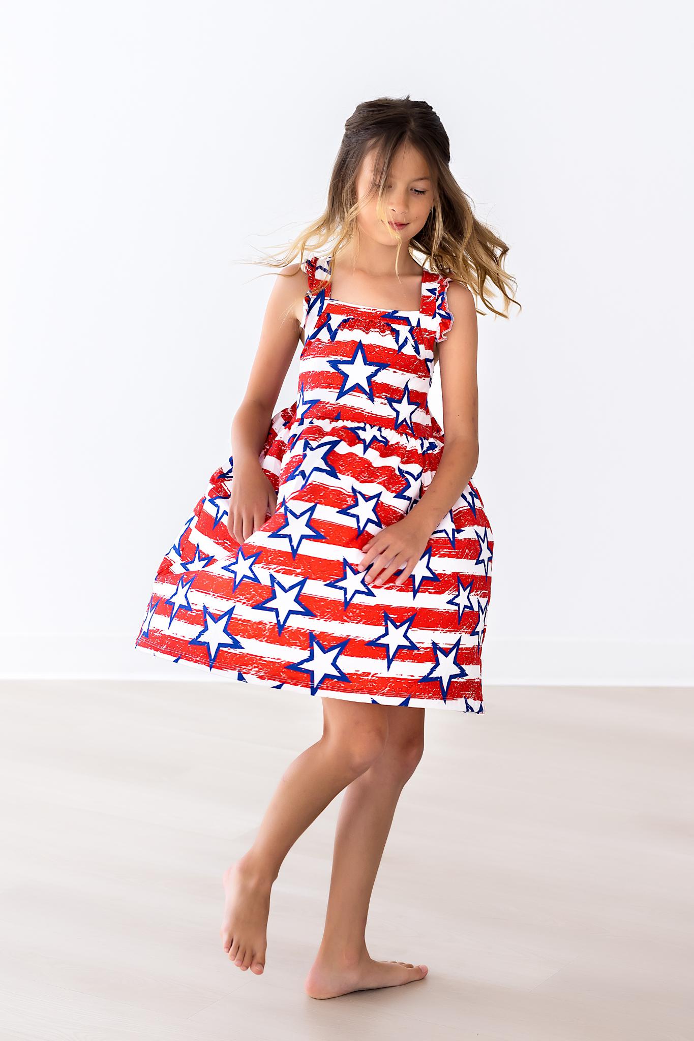 Mila & Rose ® Stars & Stripes Ruffle Cross Back Dress — main product shot