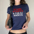 "Stars Stripes and Human Rights" Retro Baby Tee – Funny 90s Style 4th of July Social Justice Fitted Crop Graphic T-Shirt