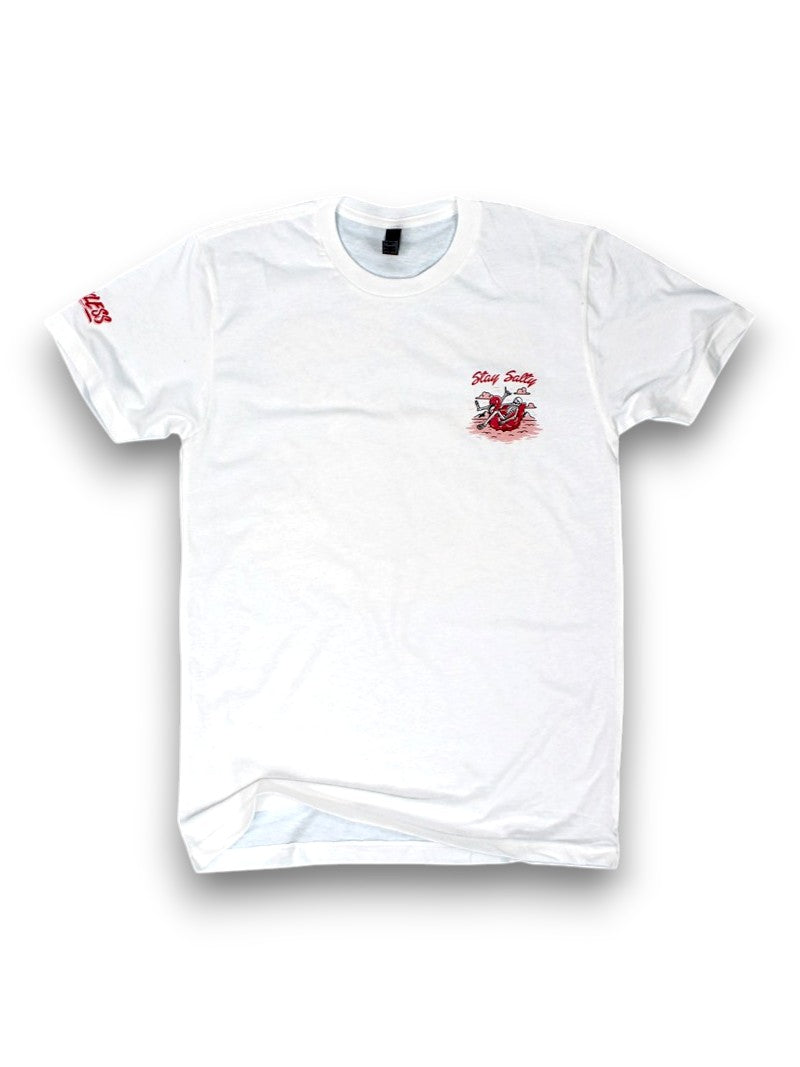 Luckless Outfitters Stay Salty Tee — detail close-up