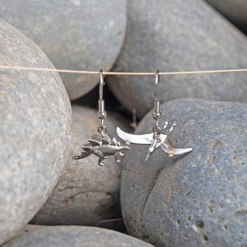 Princess Awesome & Boy Wonder Pteradactyl & Stegosaurus Earrings — jewelry category context