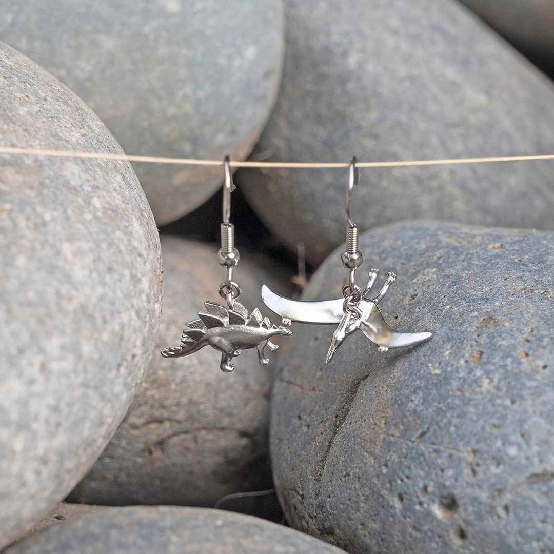Princess Awesome & Boy Wonder Pteradactyl & Stegosaurus Earrings — jewelry category context
