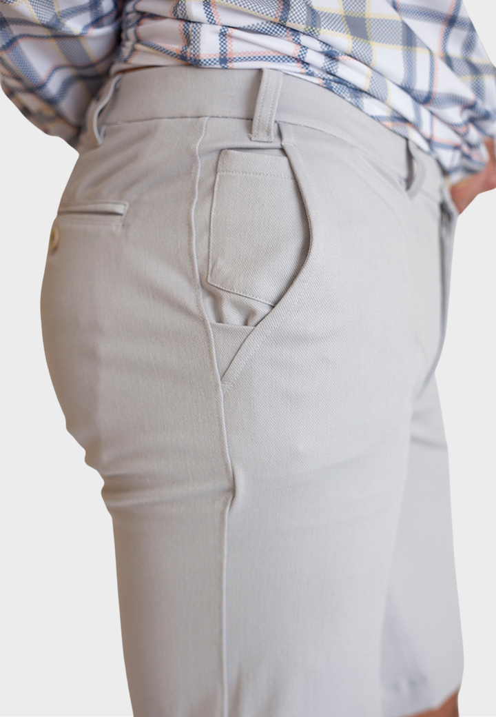 Buki Stretch Eagle Shorts - Pearl Grey — side view