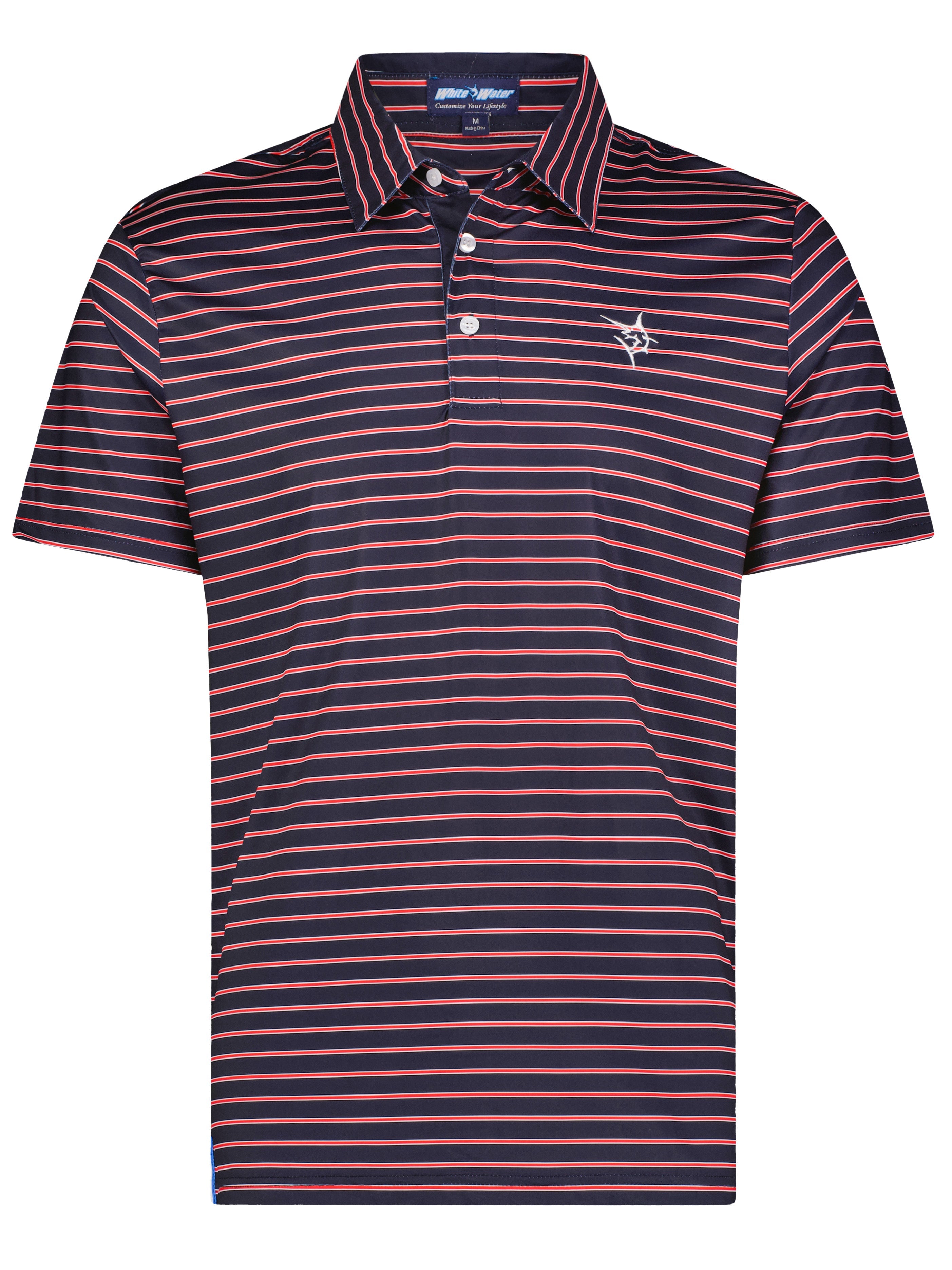 White Water Life Striper Polo — main product shot