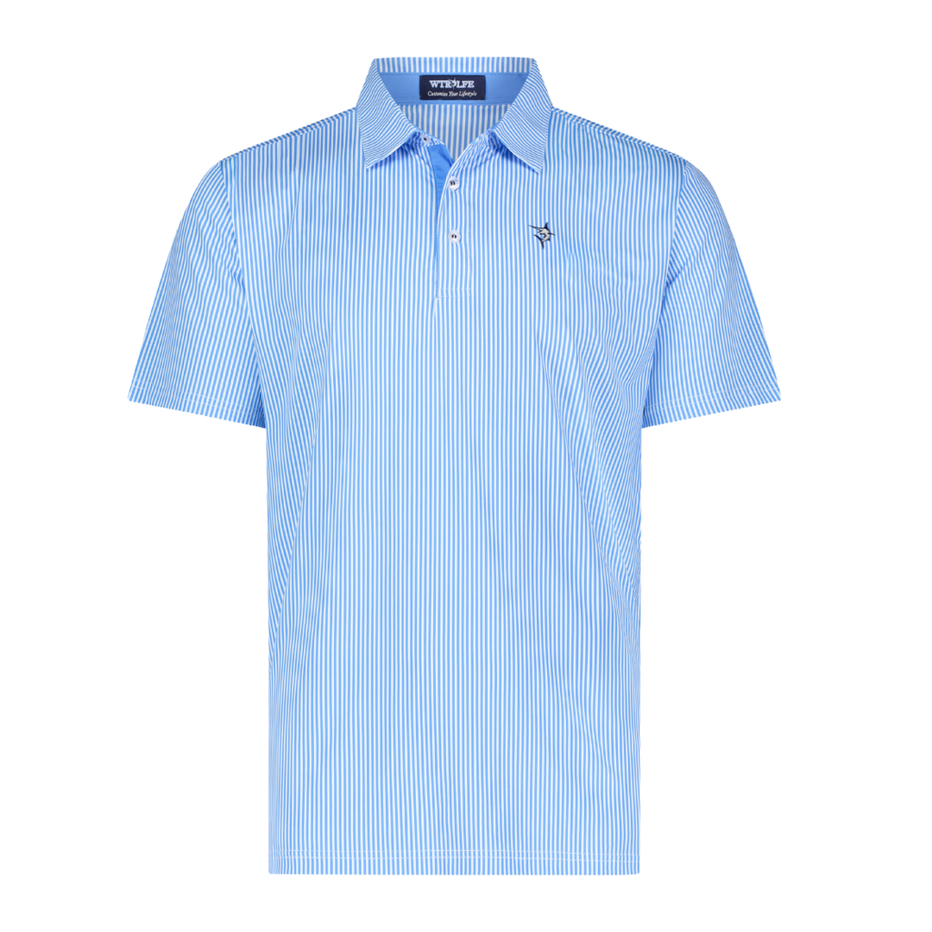 White Water Life Striper Performance Polo — main product shot