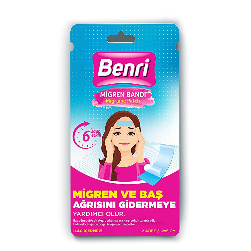 Benri Migraine Relief Band - Cooling Hydrogel Patch for Headache Relief, Non-Medicated Pain Relief, Cold Therapy