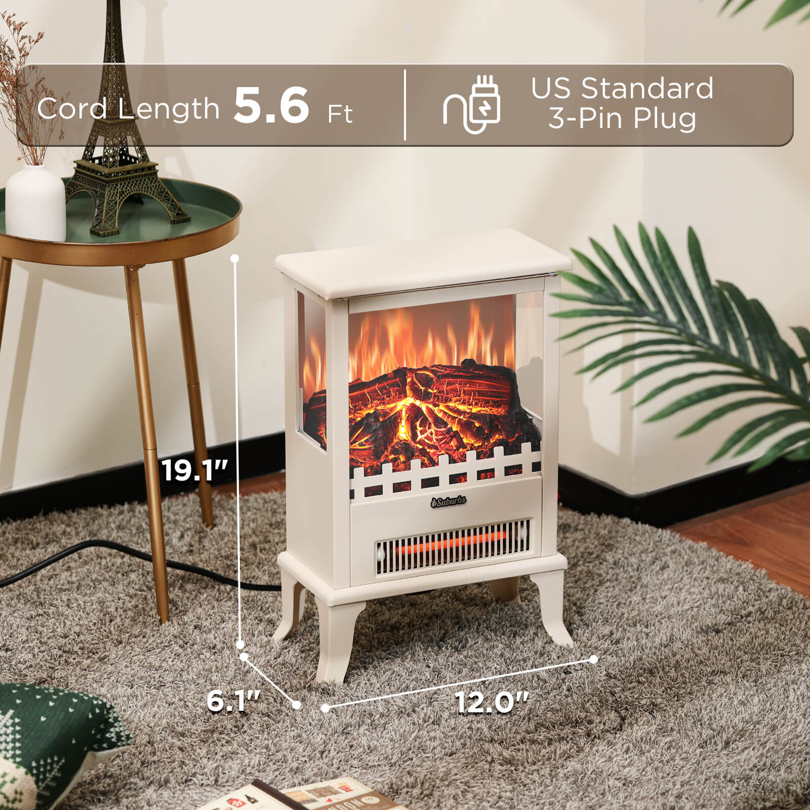 (Open Box) Suburbs TS17Q Electric Fireplace Stove Heater – TURBRO, view 9