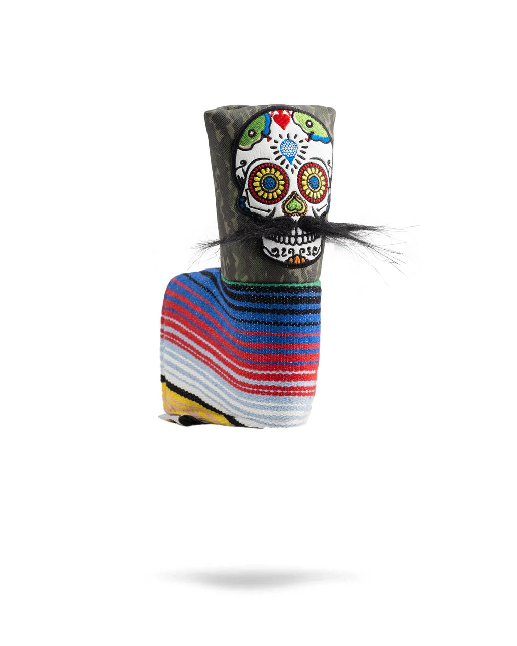 Pins and Aces Mustache Sugar Skull - Blade Putter Cover Green Camo — product on model